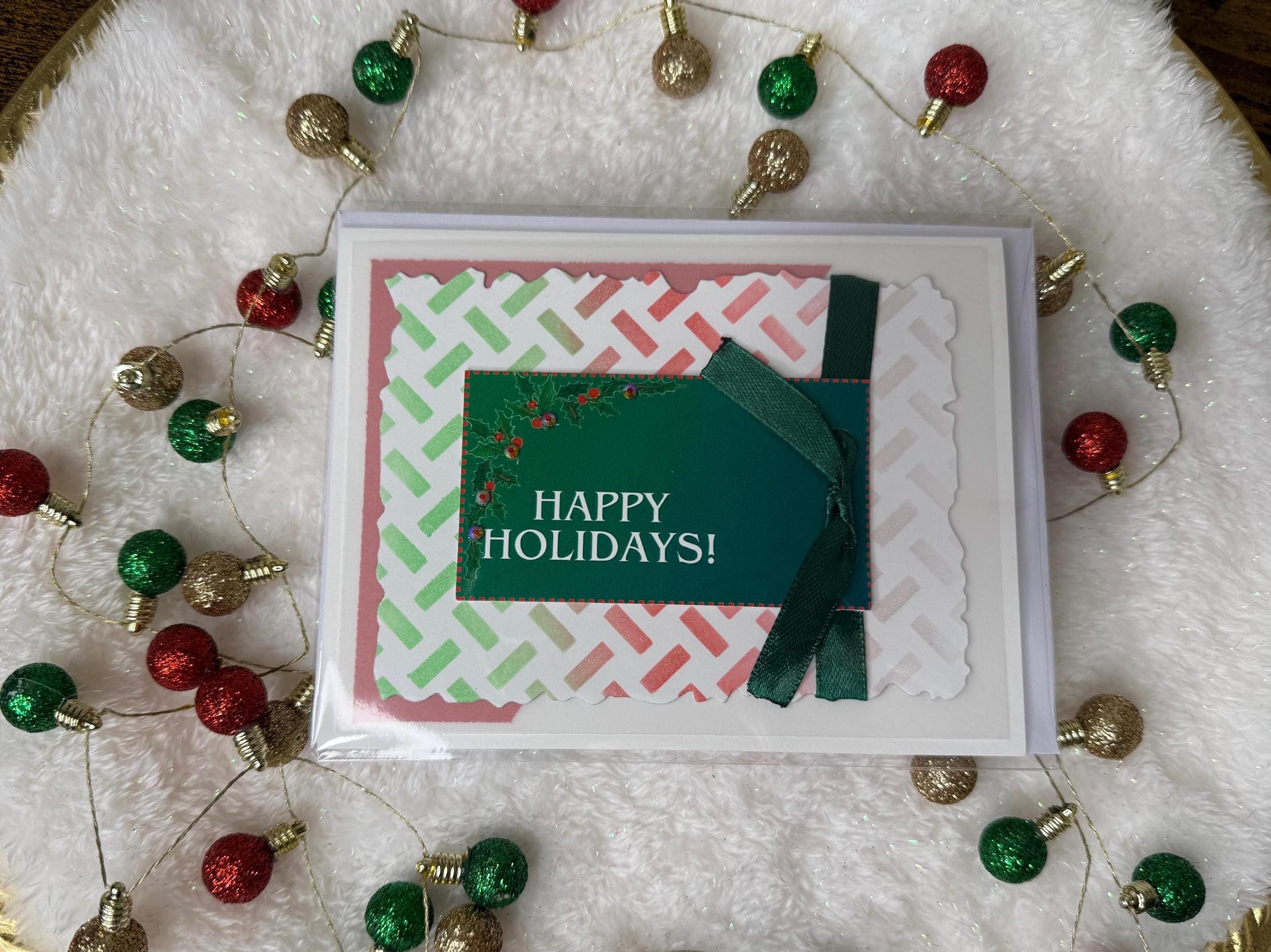 Handmade Traditional Christmas Colors Card Pack of 10