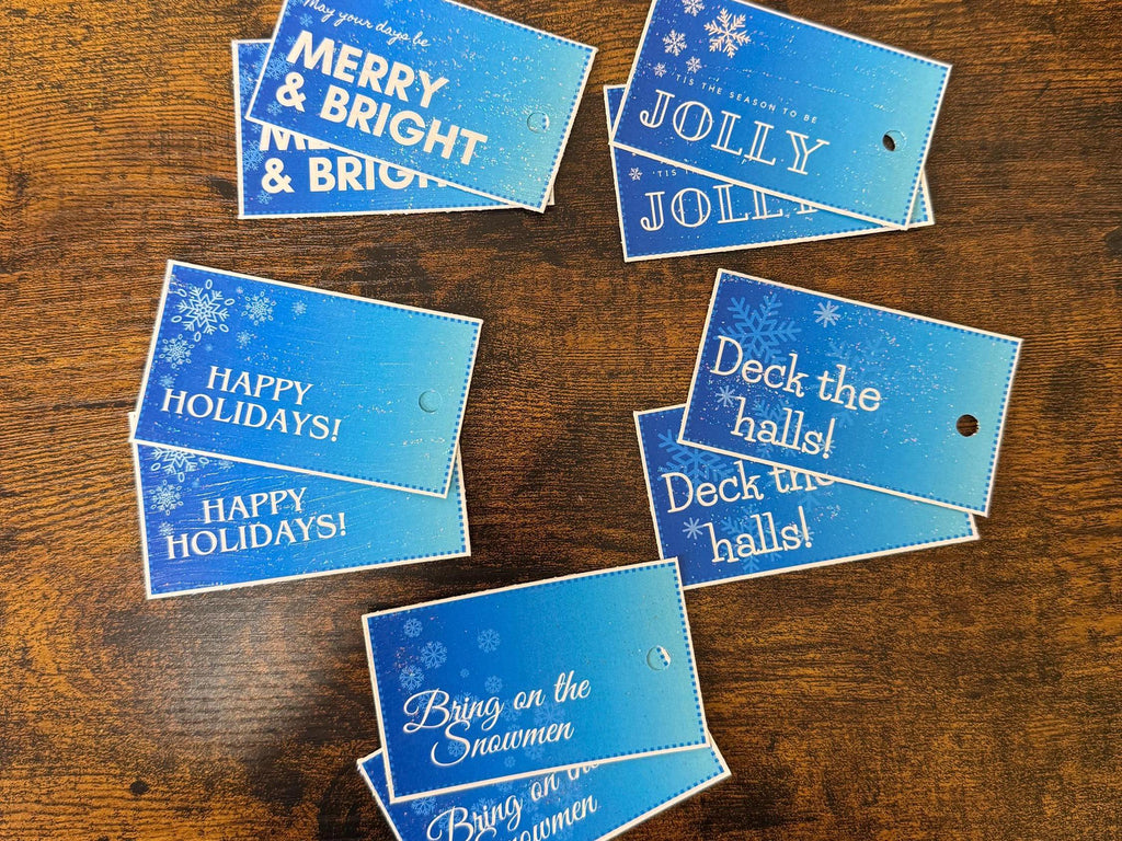 Blue Christmas Gift Tag 10 Pack | 5 Styles of Handmade Holiday Labels