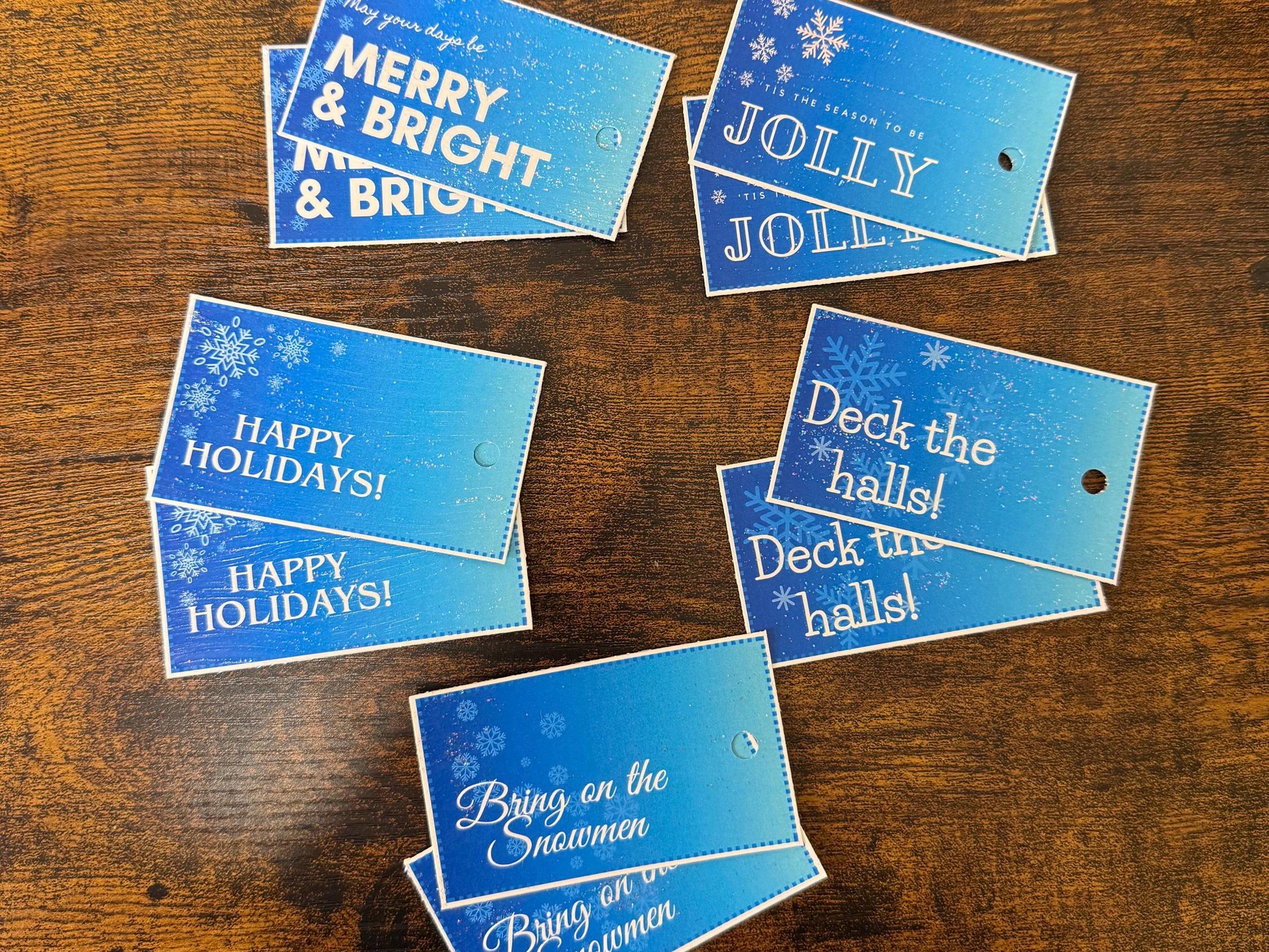 Blue Christmas Gift Tag 10 Pack | 5 Styles of Handmade Holiday Labels
