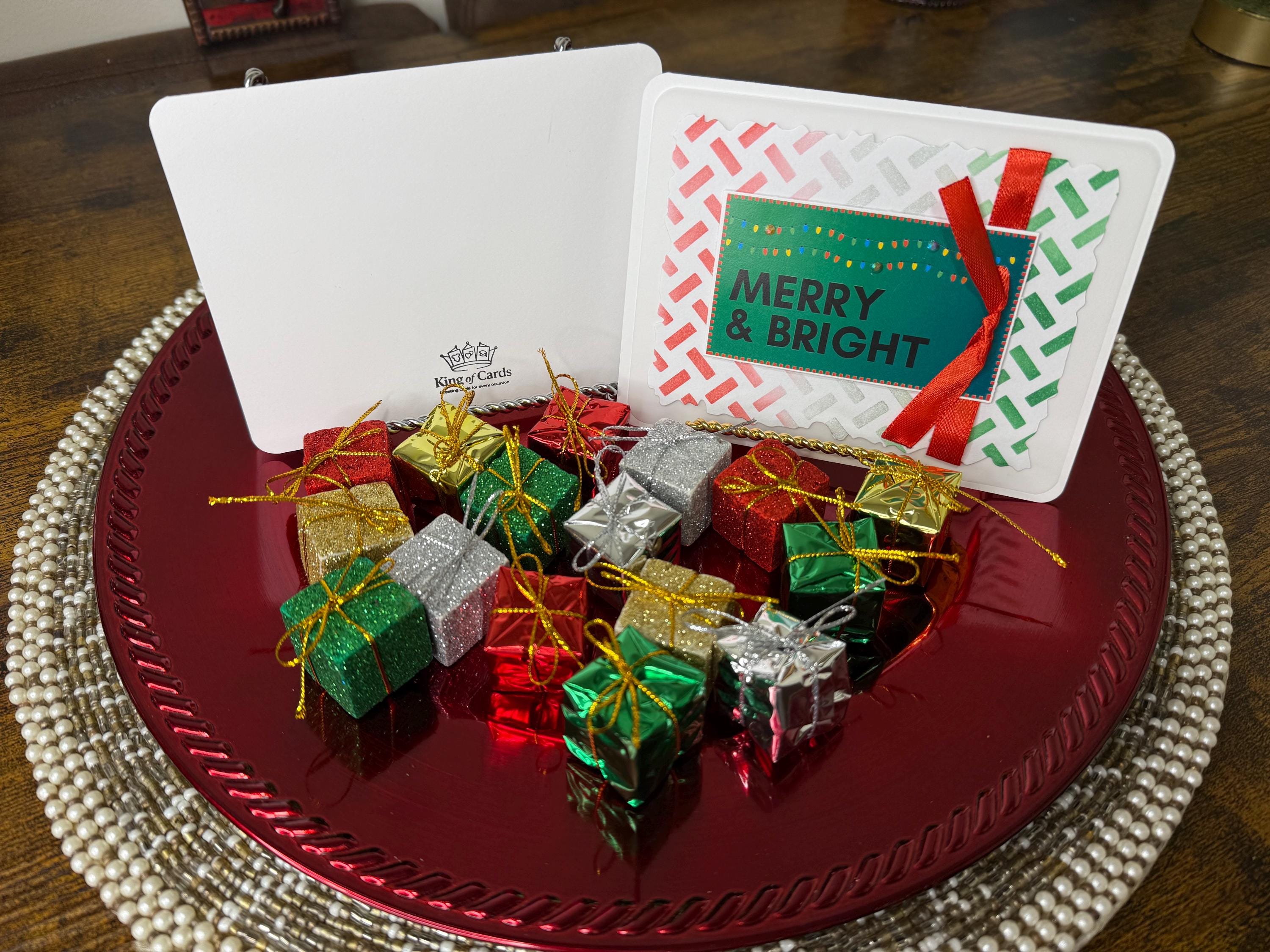 Handmade Green and Red Christmas Card Pack of 10