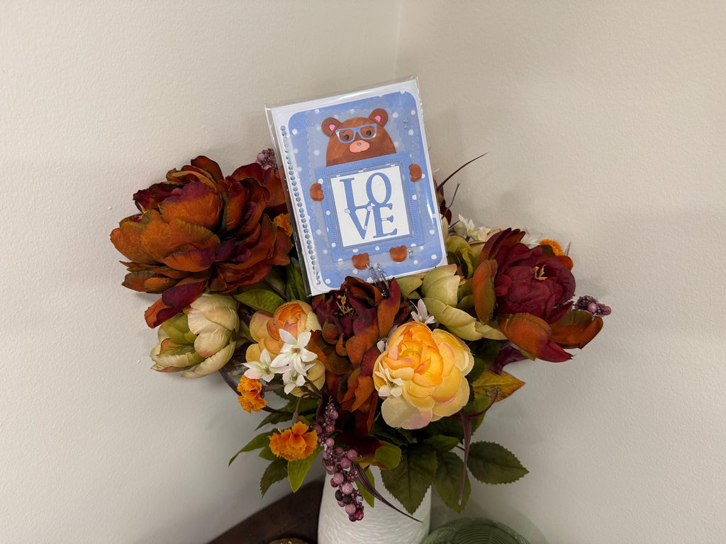 New Baby Boy Teddy Bear | Handmade Greeting Card