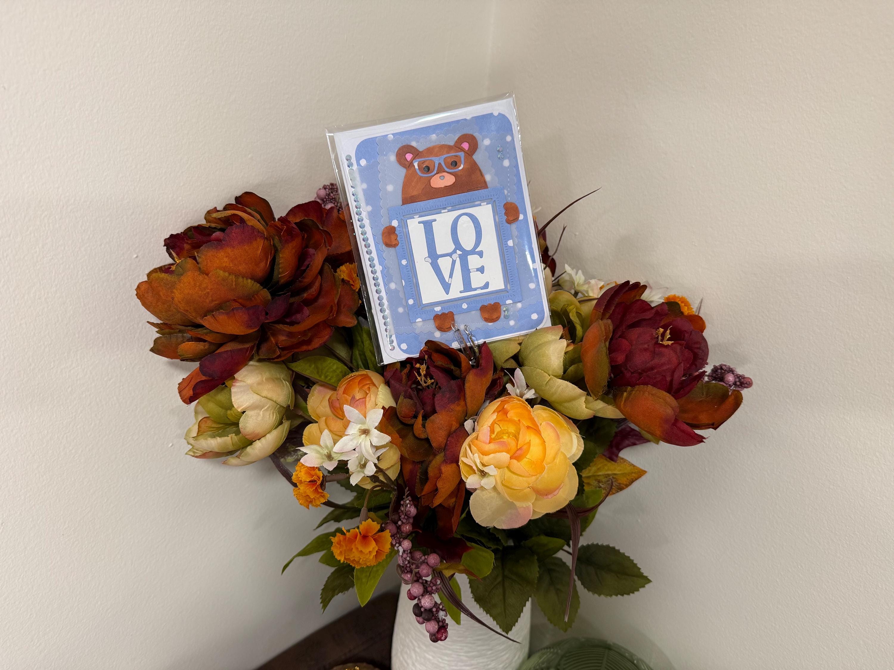 New Baby Boy Teddy Bear | Handmade Greeting Card