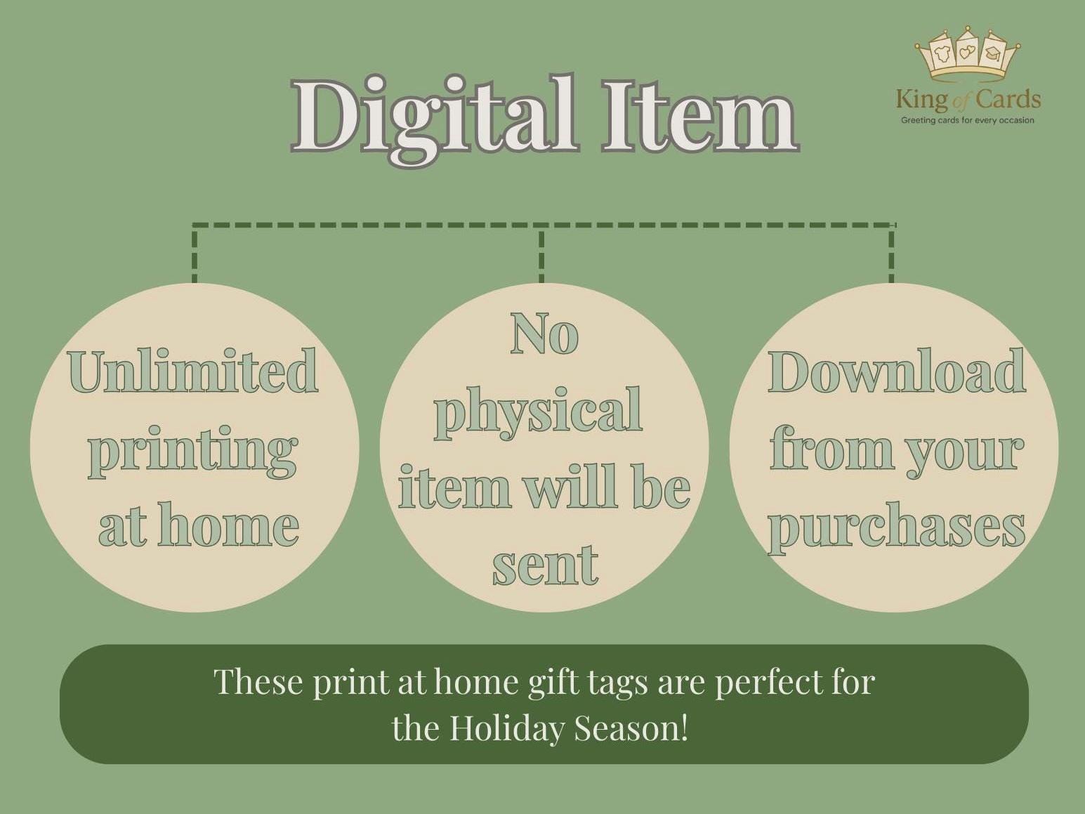 Green Printable Christmas Gift Tags | Digital Download PDF