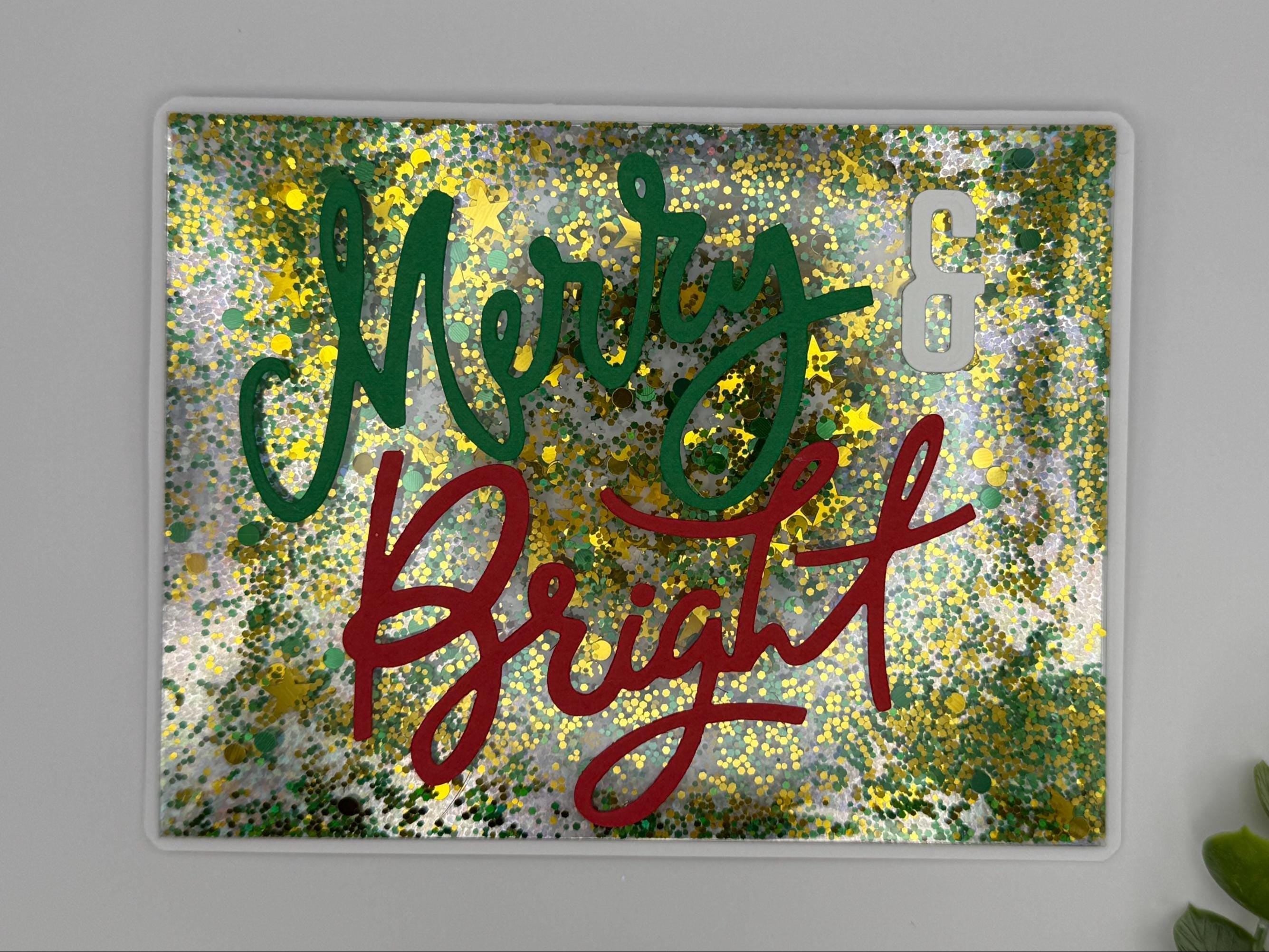 Merry & Bright Christmas Card | Handmade Shaker Holiday Card
