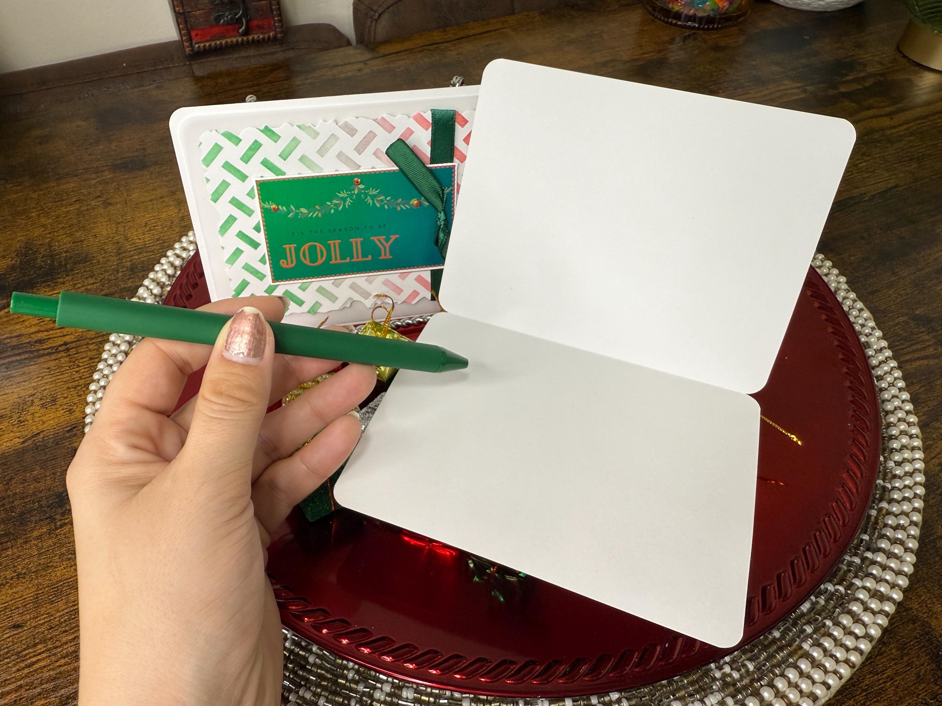 Handmade Green and Red Christmas Card Pack of 10