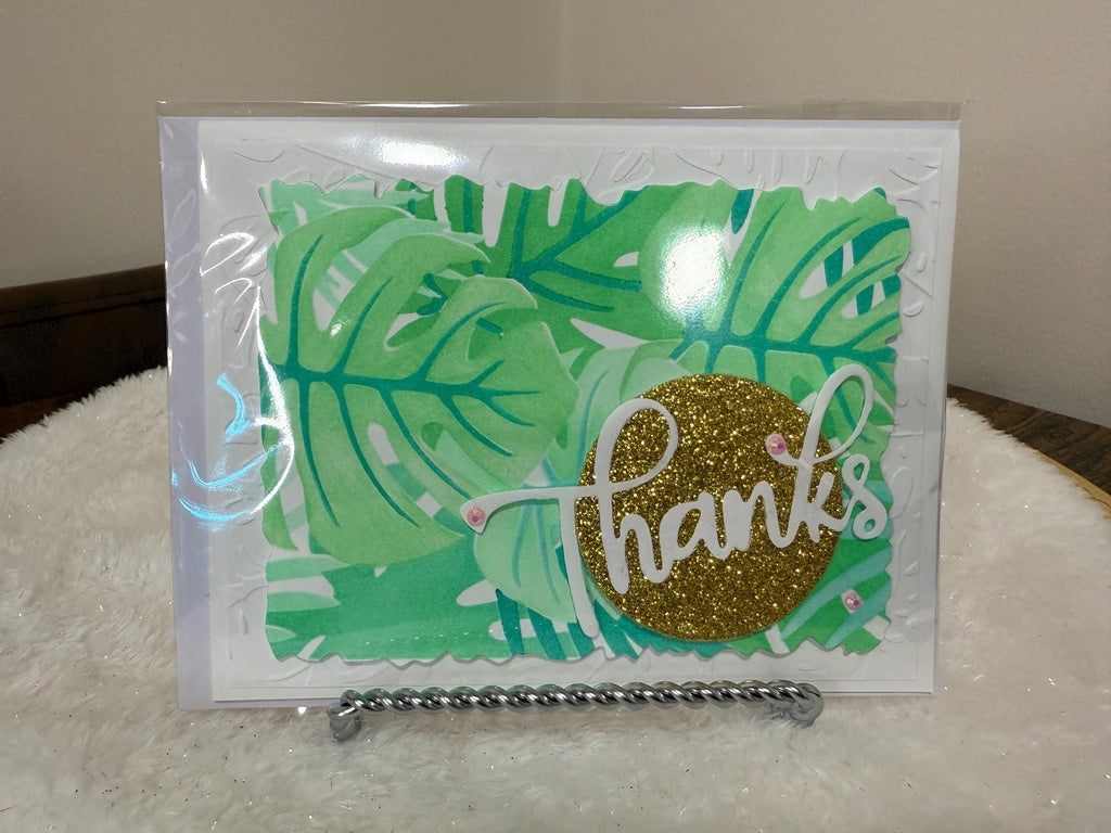 Handmade White and Green Thank You Card!