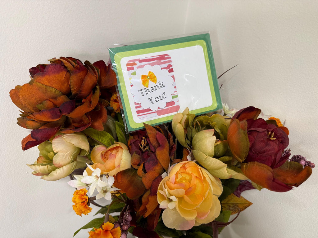 Handmade Thank You Card | Colorful Stripes, Yellow Bow