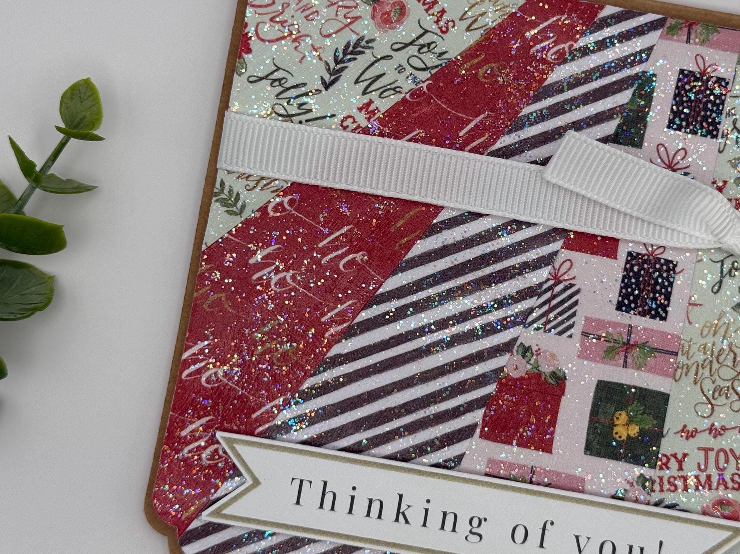 Thinking of You Christmas Card | Handmade Holiday Patchwork Card