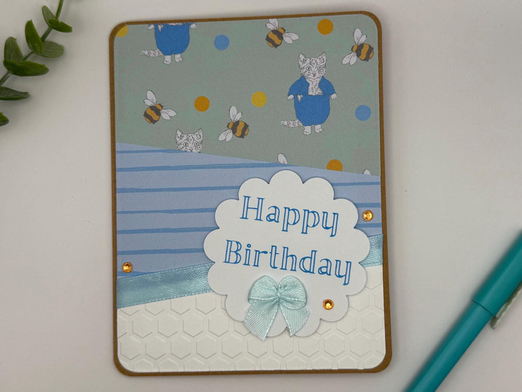 Handmade Happy Birthday Card | Whimsical Animal & Bee Note