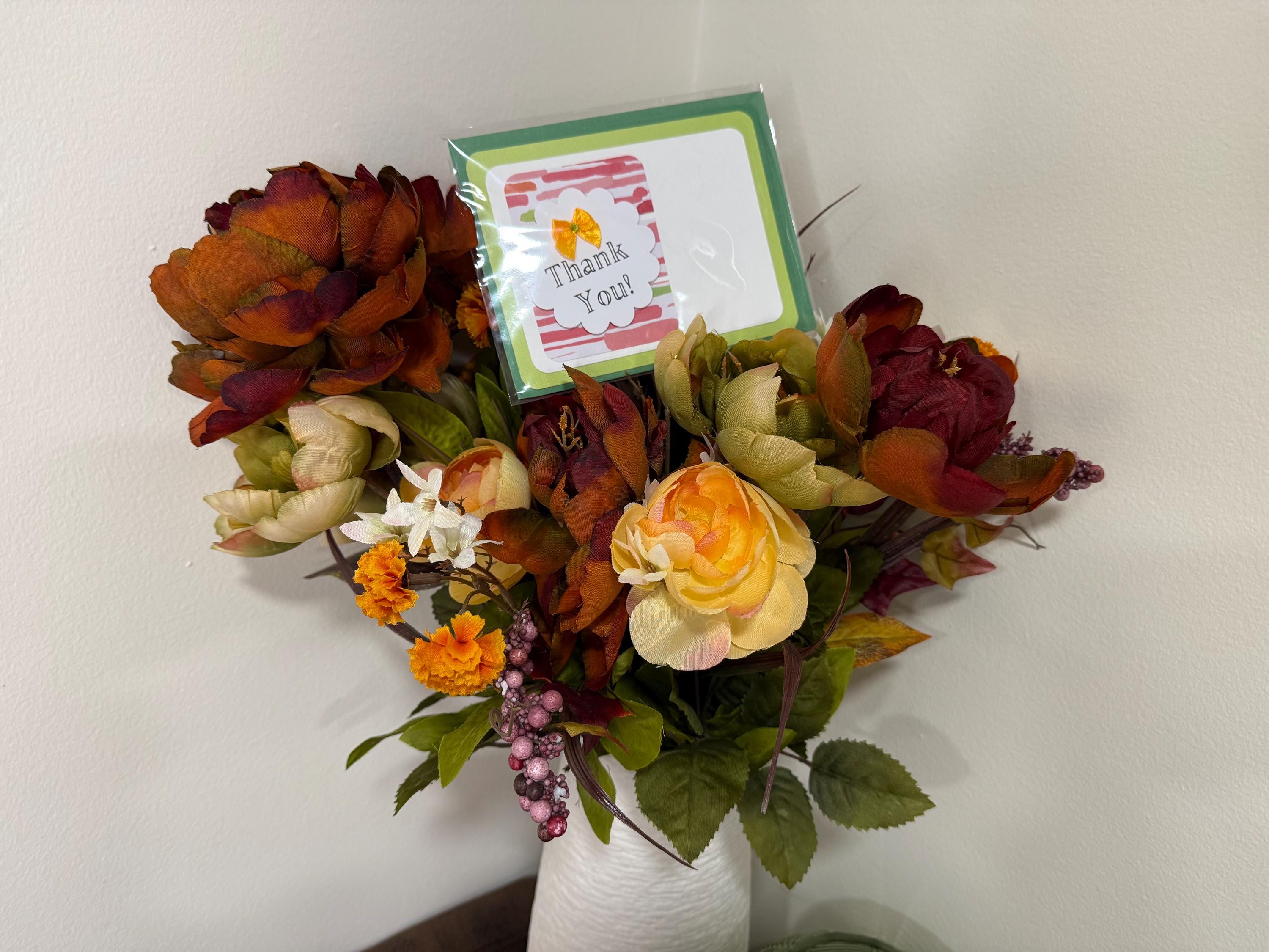 Handmade Thank You Card | Colorful Stripes, Yellow Bow