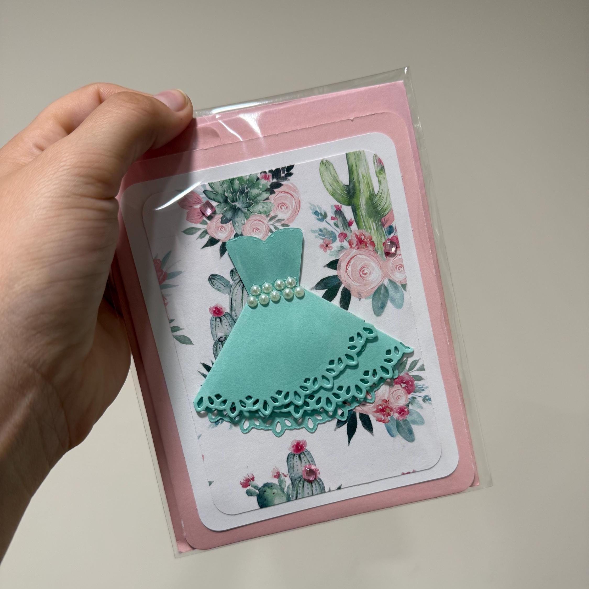 Handmade Floral Dress Card for Her