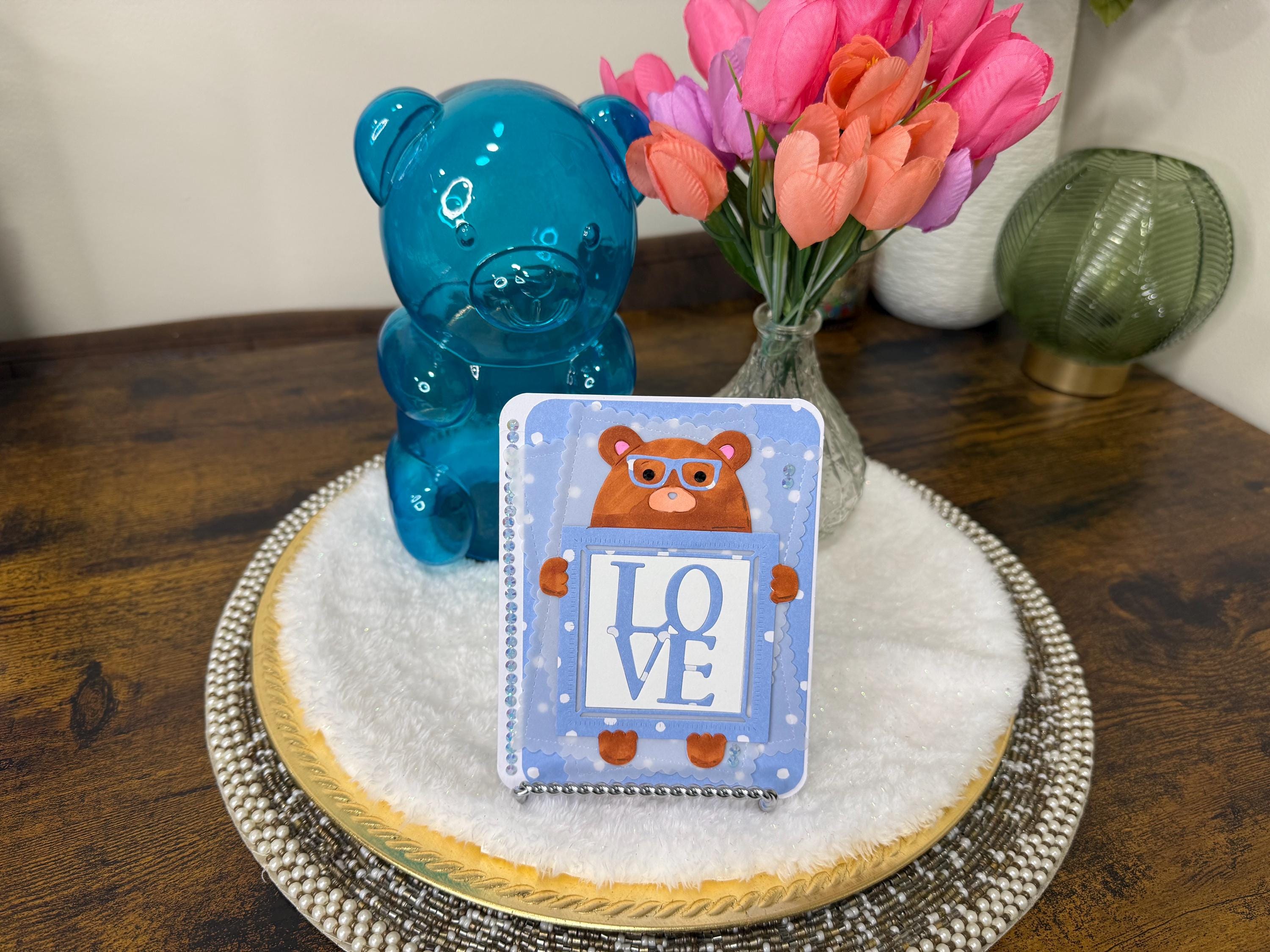 New Baby Boy Teddy Bear | Handmade Greeting Card