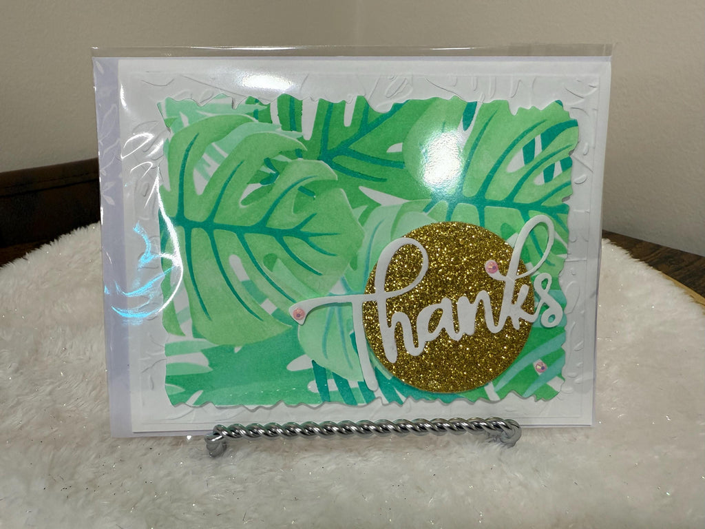 Handmade White and Green Thank You Card!