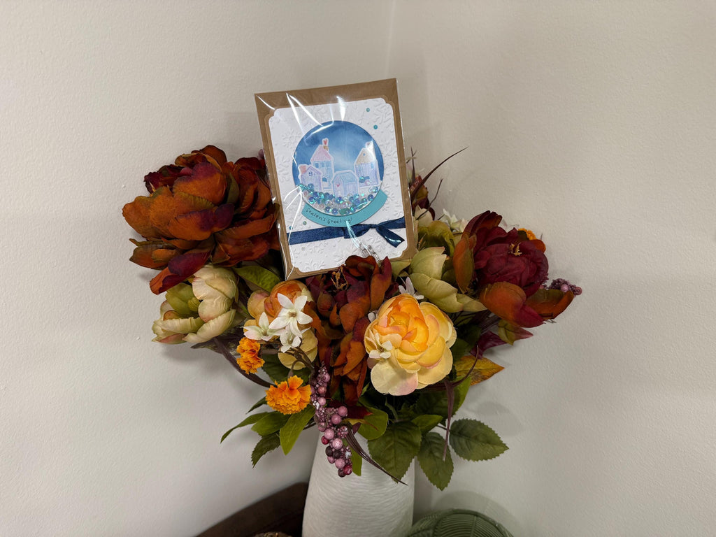 Seasons Greetings Snow globe Card | Handmade Shaker Greeting Card