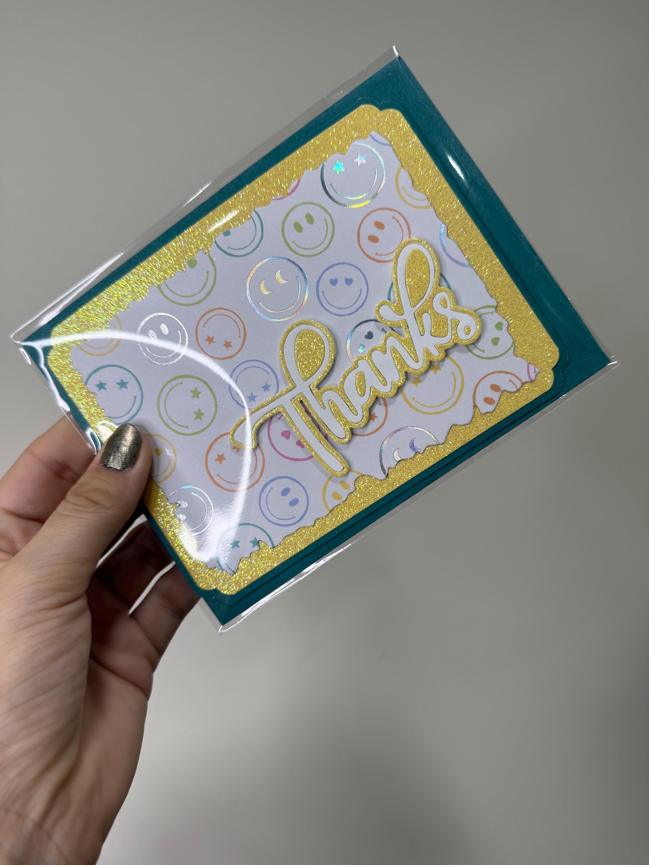 Handmade Glitter Thank You Card | For her
