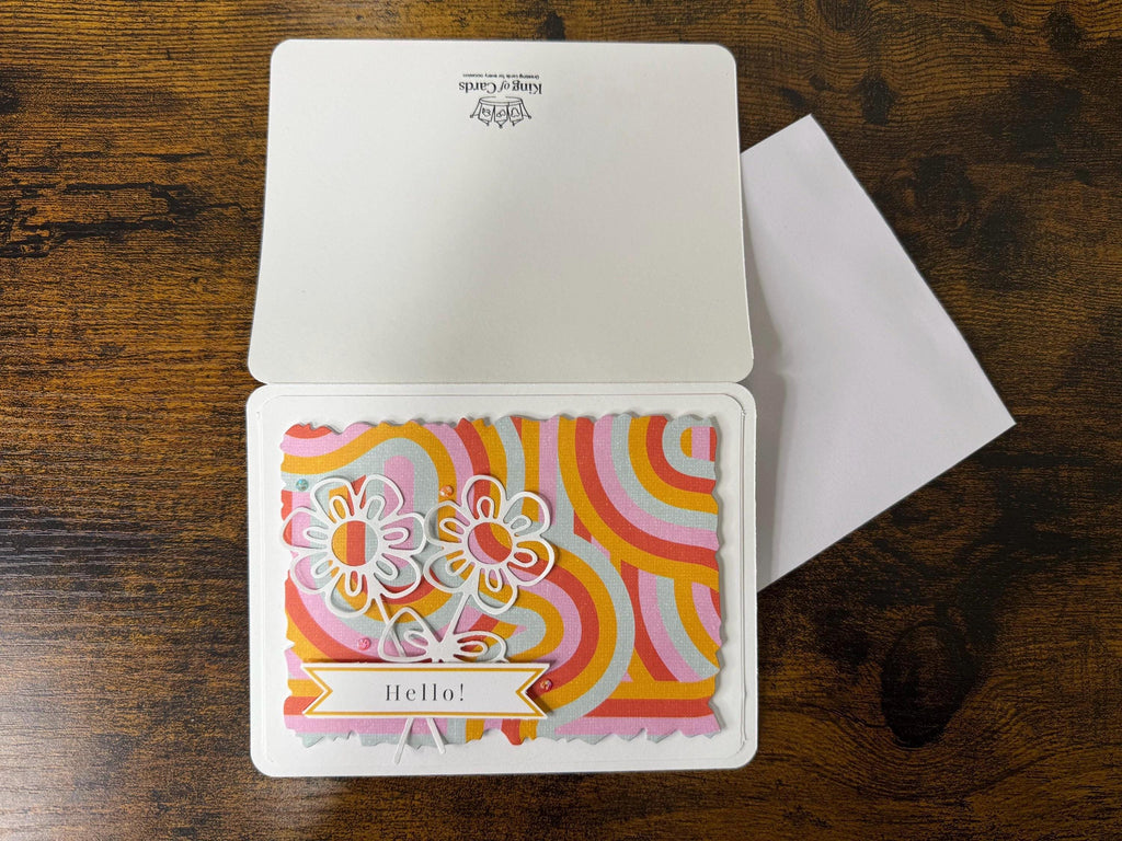 Groovy Hello Card | Handmade 70s Style Flower Greeting Card