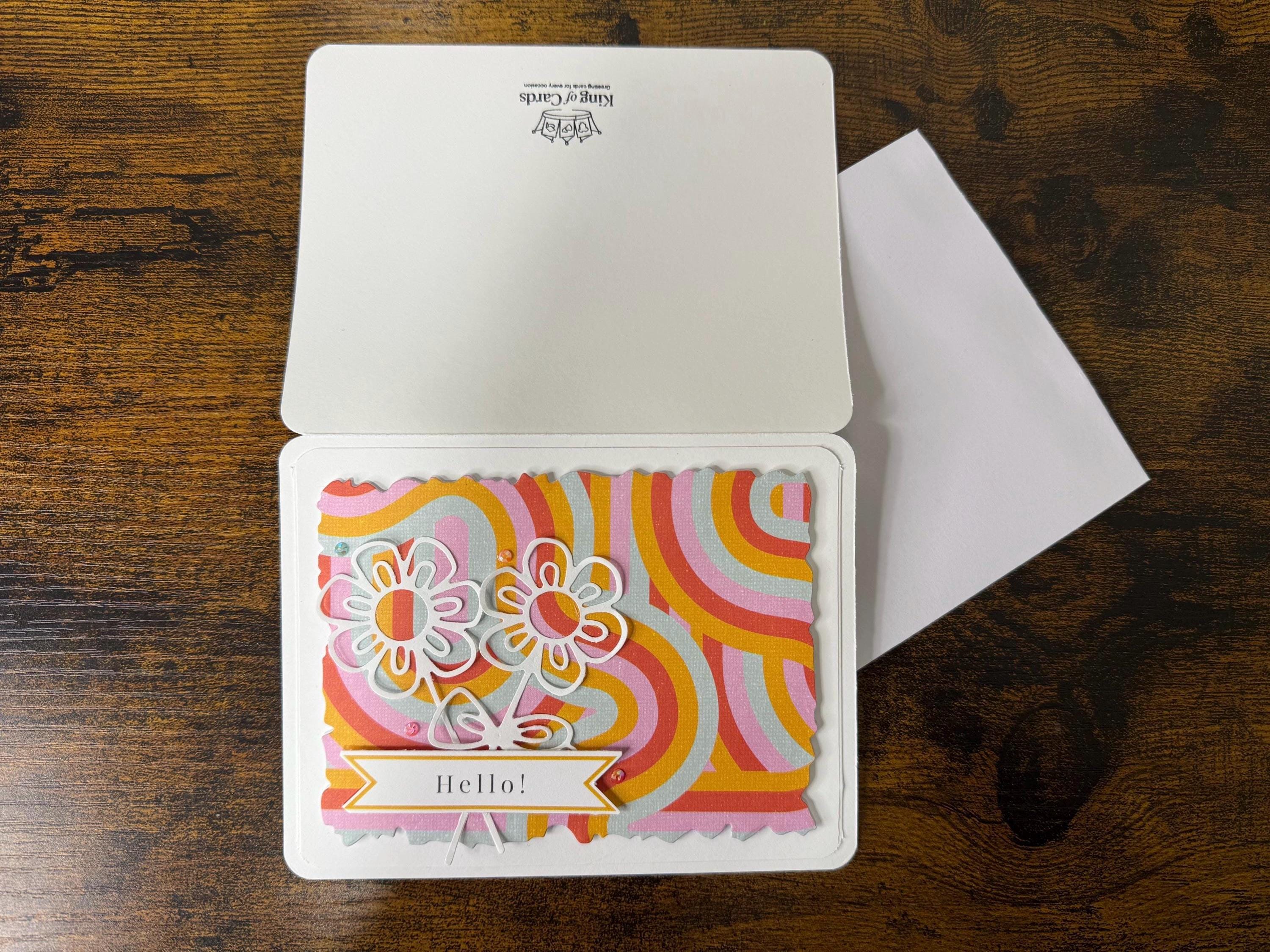 Groovy Hello Card | Handmade 70s Style Flower Greeting Card