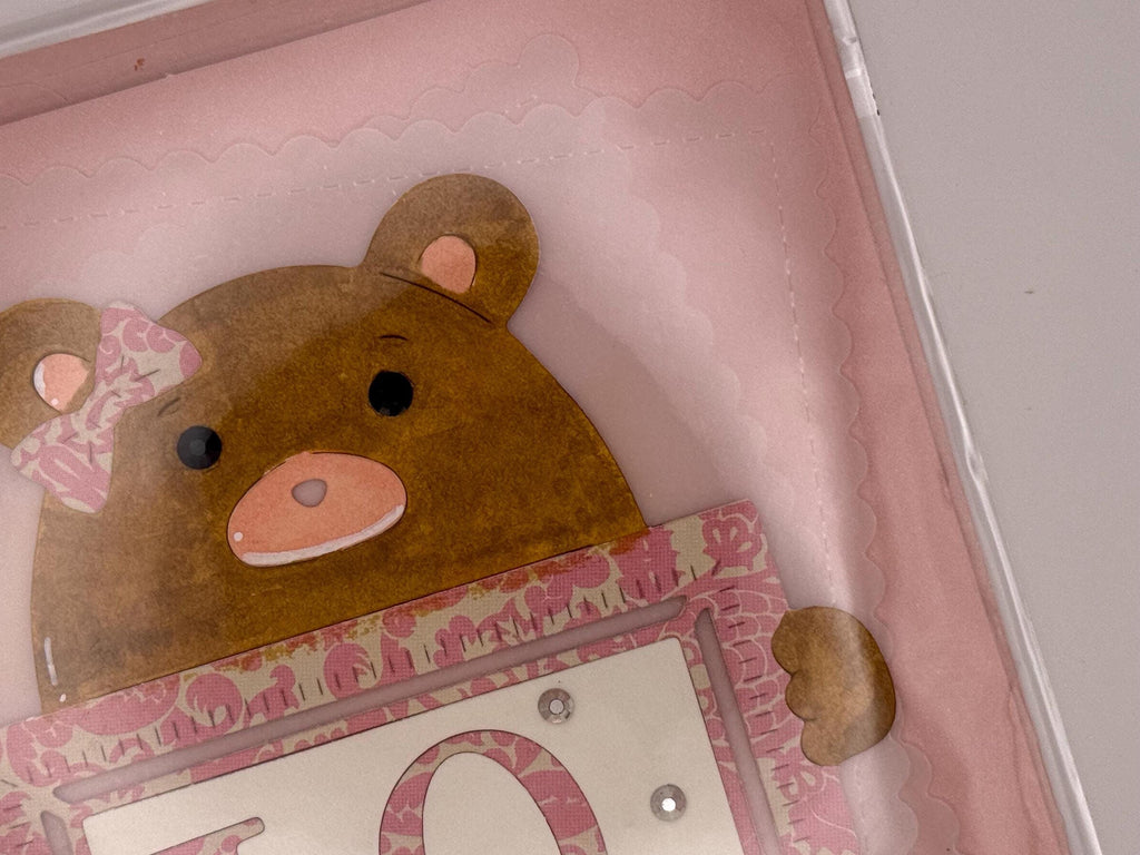 Baby Girl, Pink Bear | Handmade New Baby Greeting Card