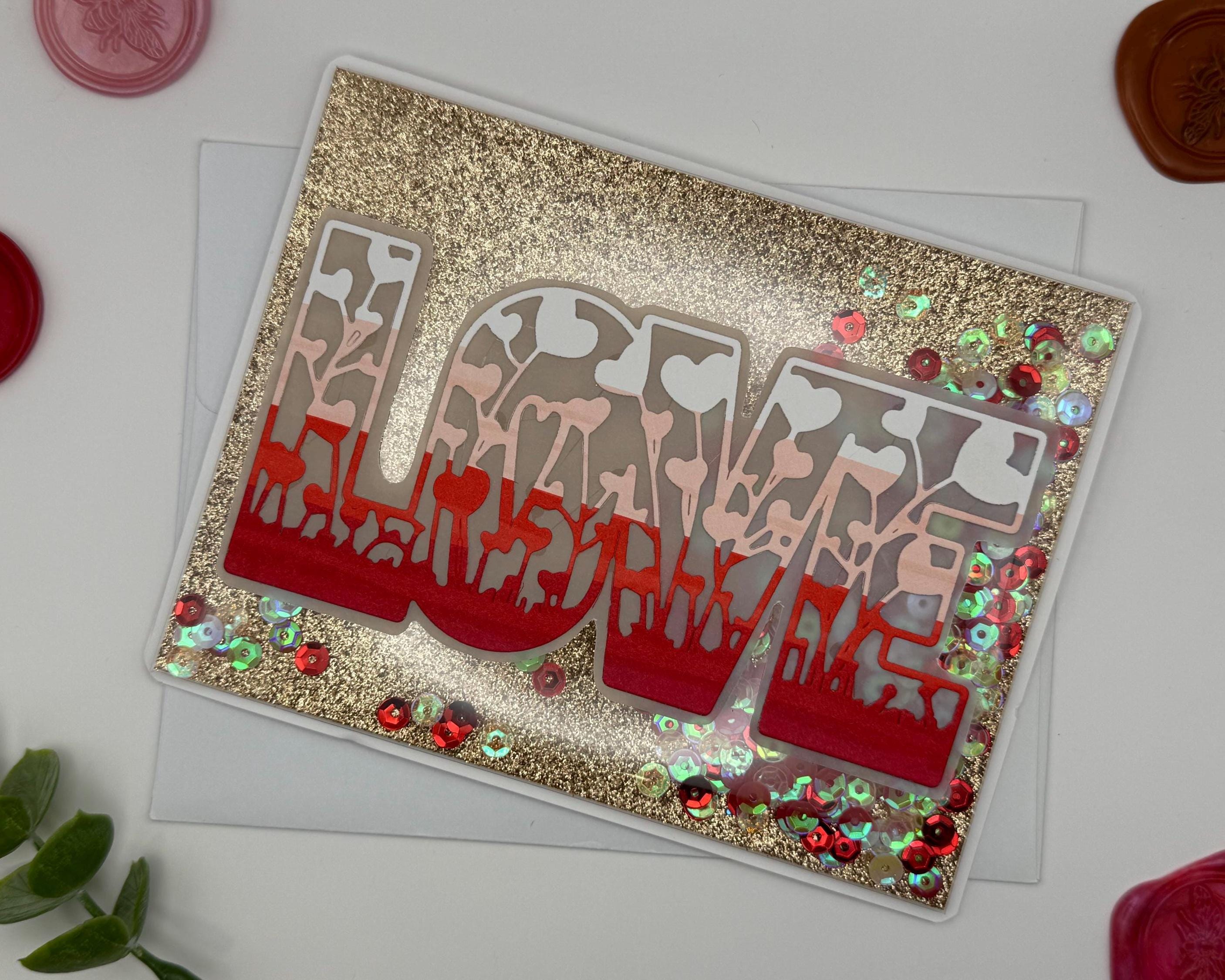 Handmade Full Shaker Love Card | Luxury Valentine's Day Greeting Card