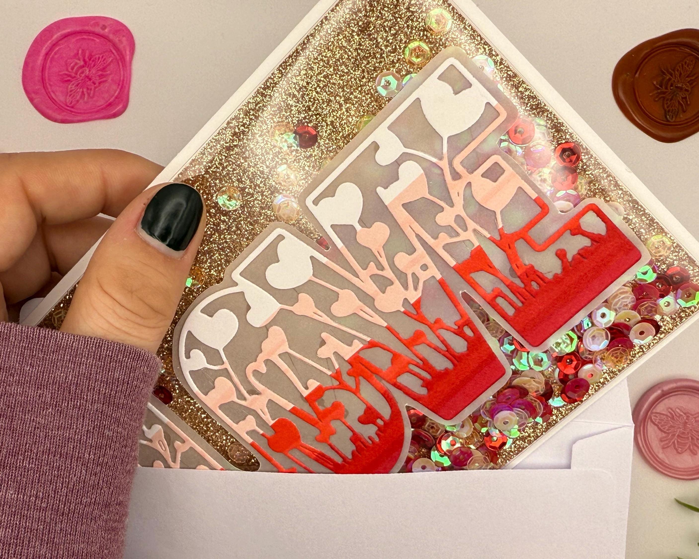Handmade Full Shaker Love Card | Luxury Valentine's Day Greeting Card