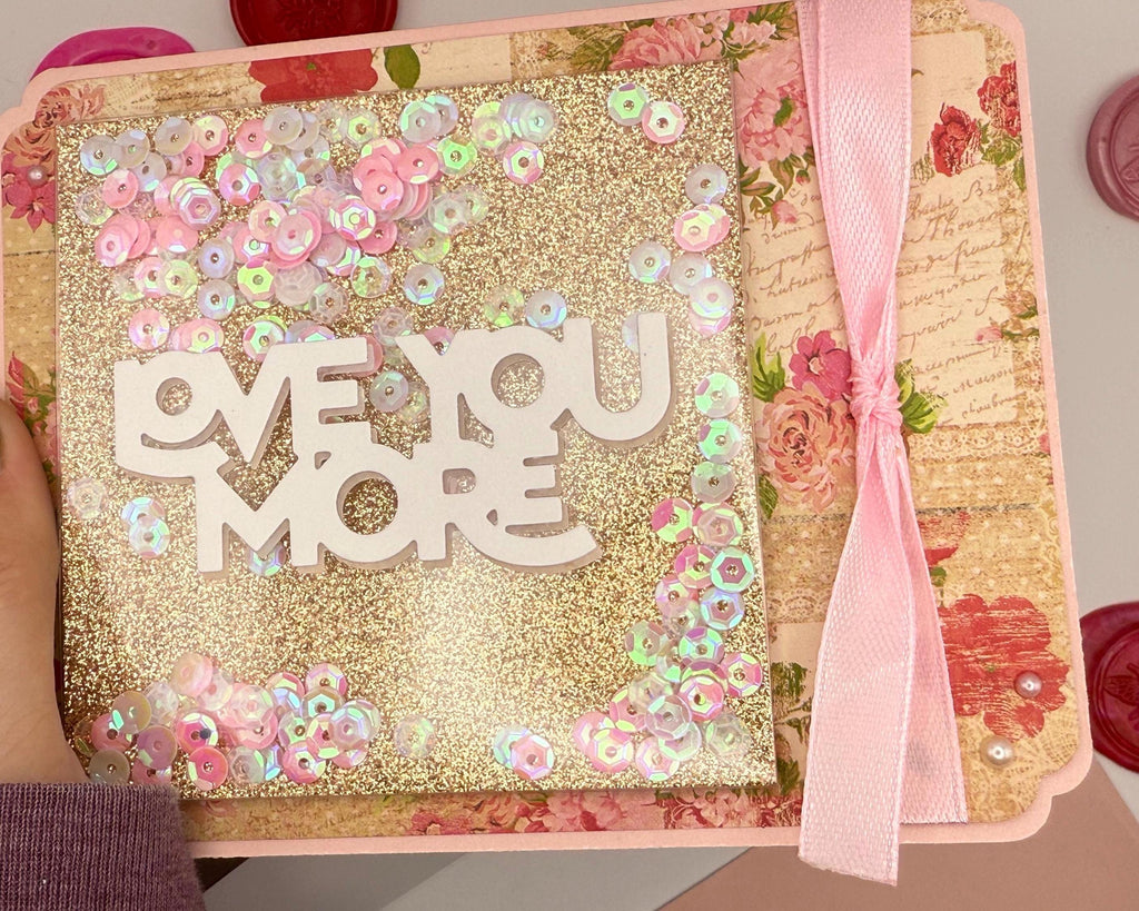 Handmade Love You More Shaker Card | Valentine's Day Greeting Card