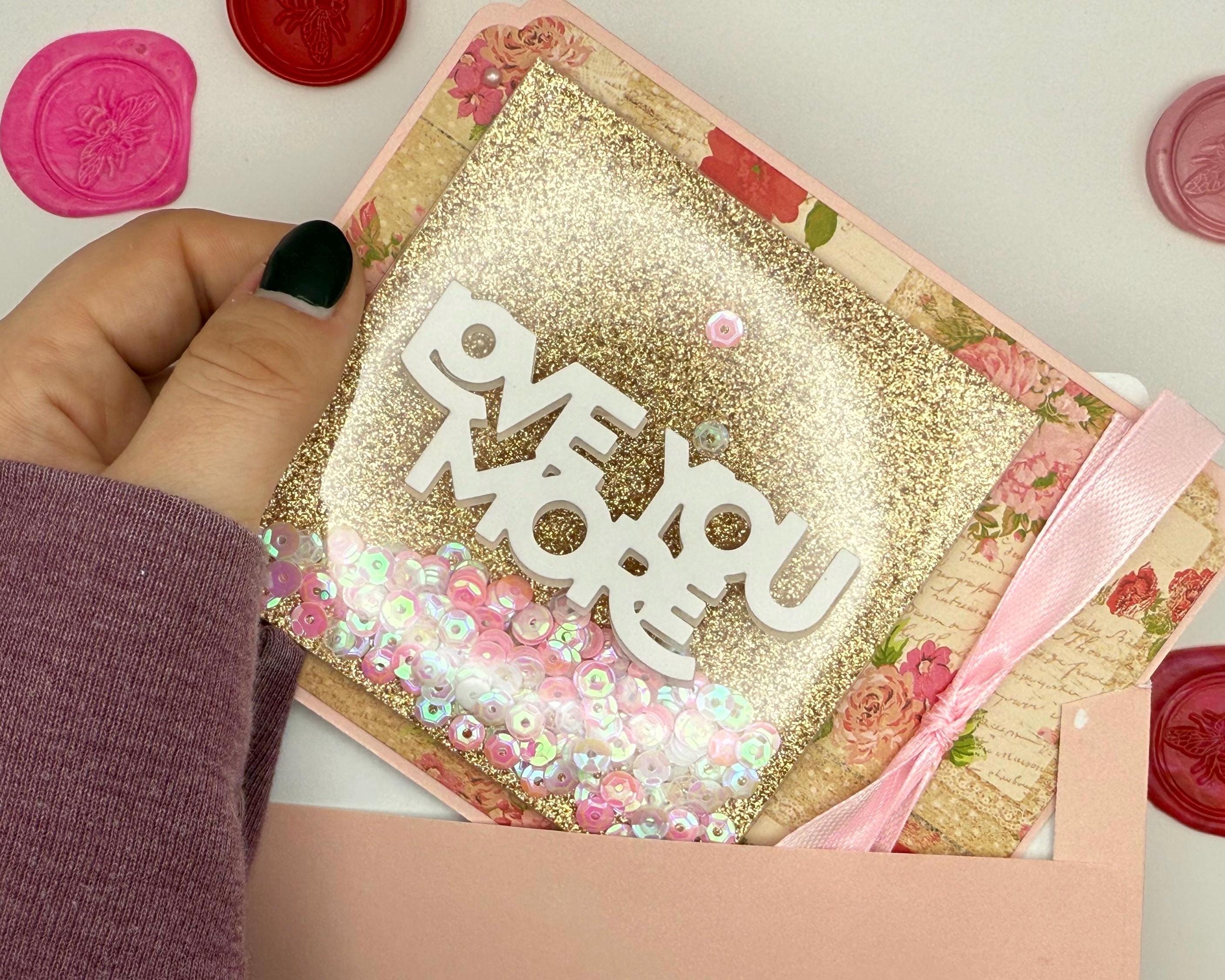 Handmade Love You More Shaker Card | Valentine's Day Greeting Card