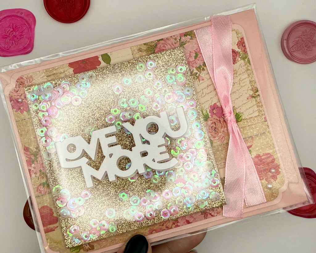 Handmade Love You More Shaker Card | Valentine's Day Greeting Card