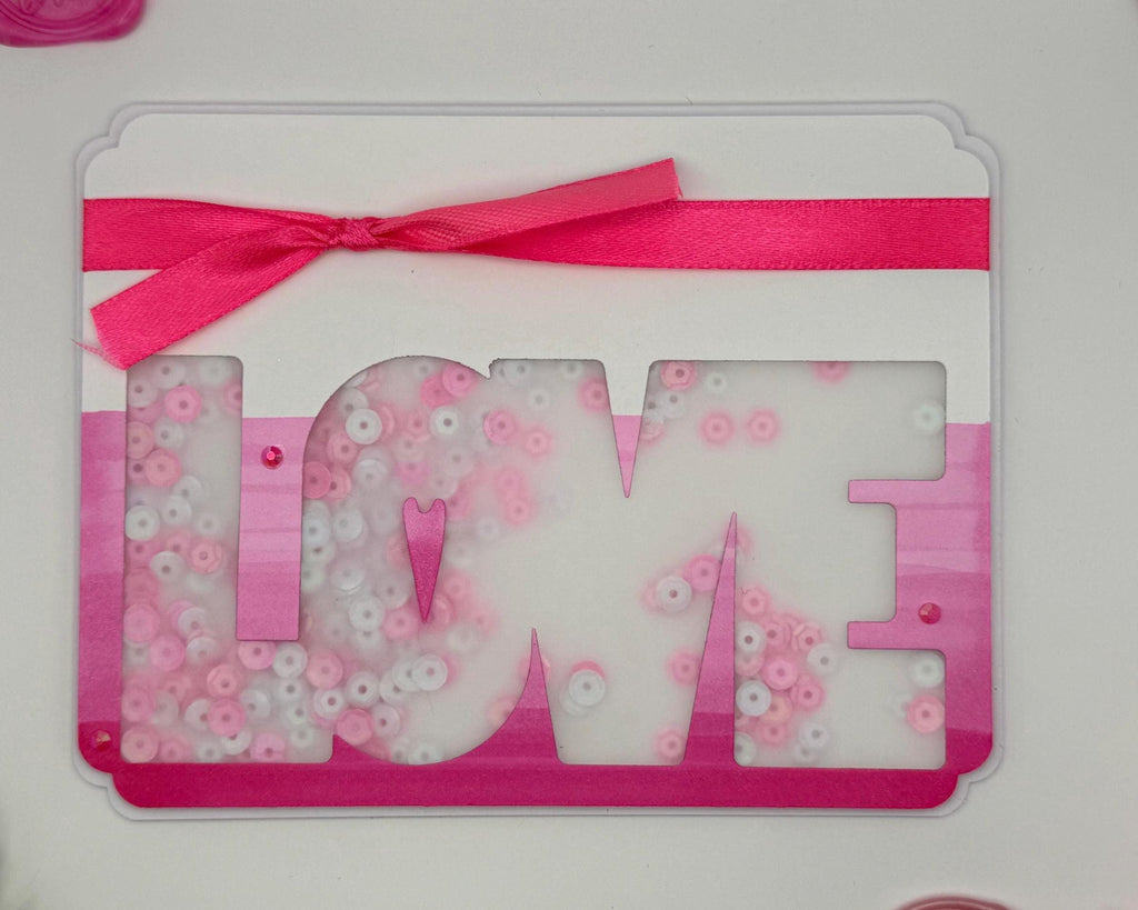 Pink Valentine's Day Card | Handmade Shaker Greeting Card