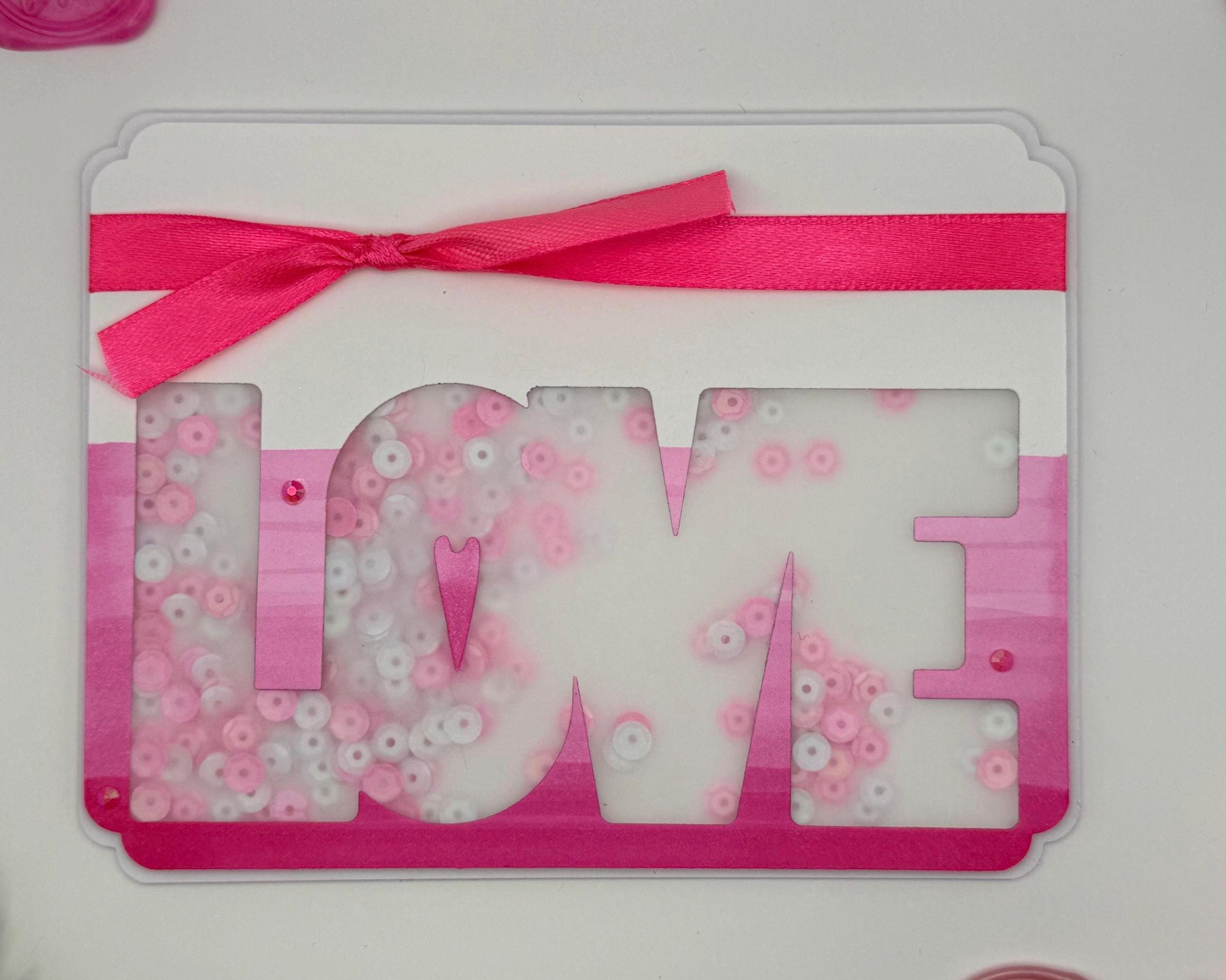 Pink Valentine's Day Card | Handmade Shaker Greeting Card