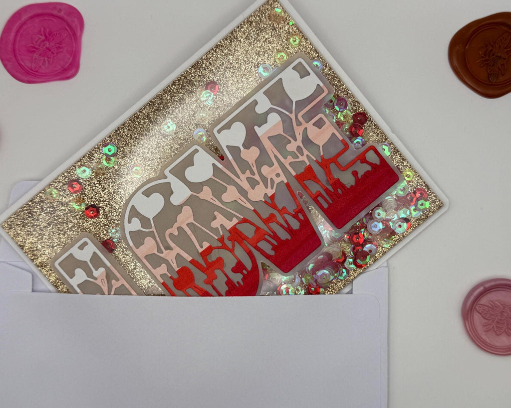 Handmade Full Shaker Love Card | Luxury Valentine's Day Greeting Card