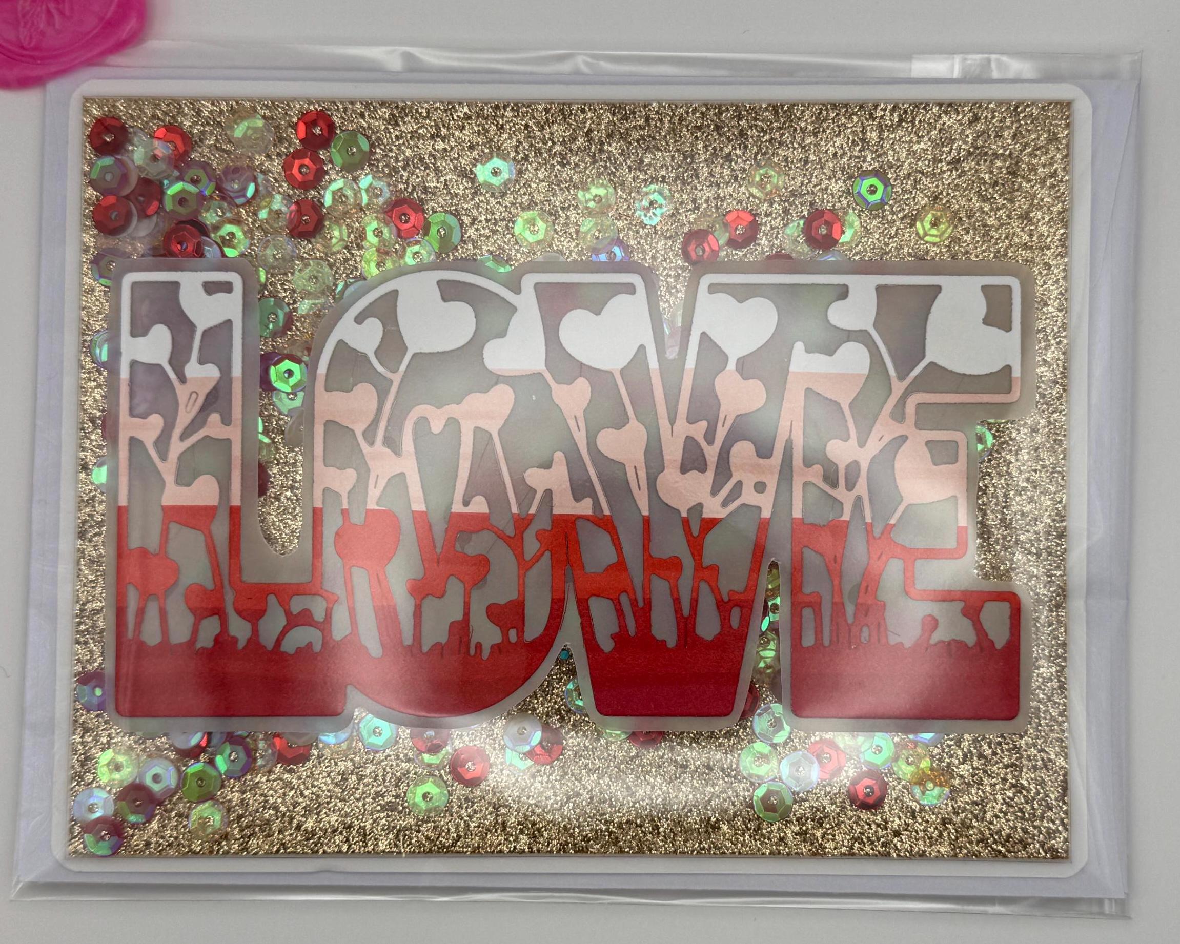 Handmade Full Shaker Love Card | Luxury Valentine's Day Greeting Card