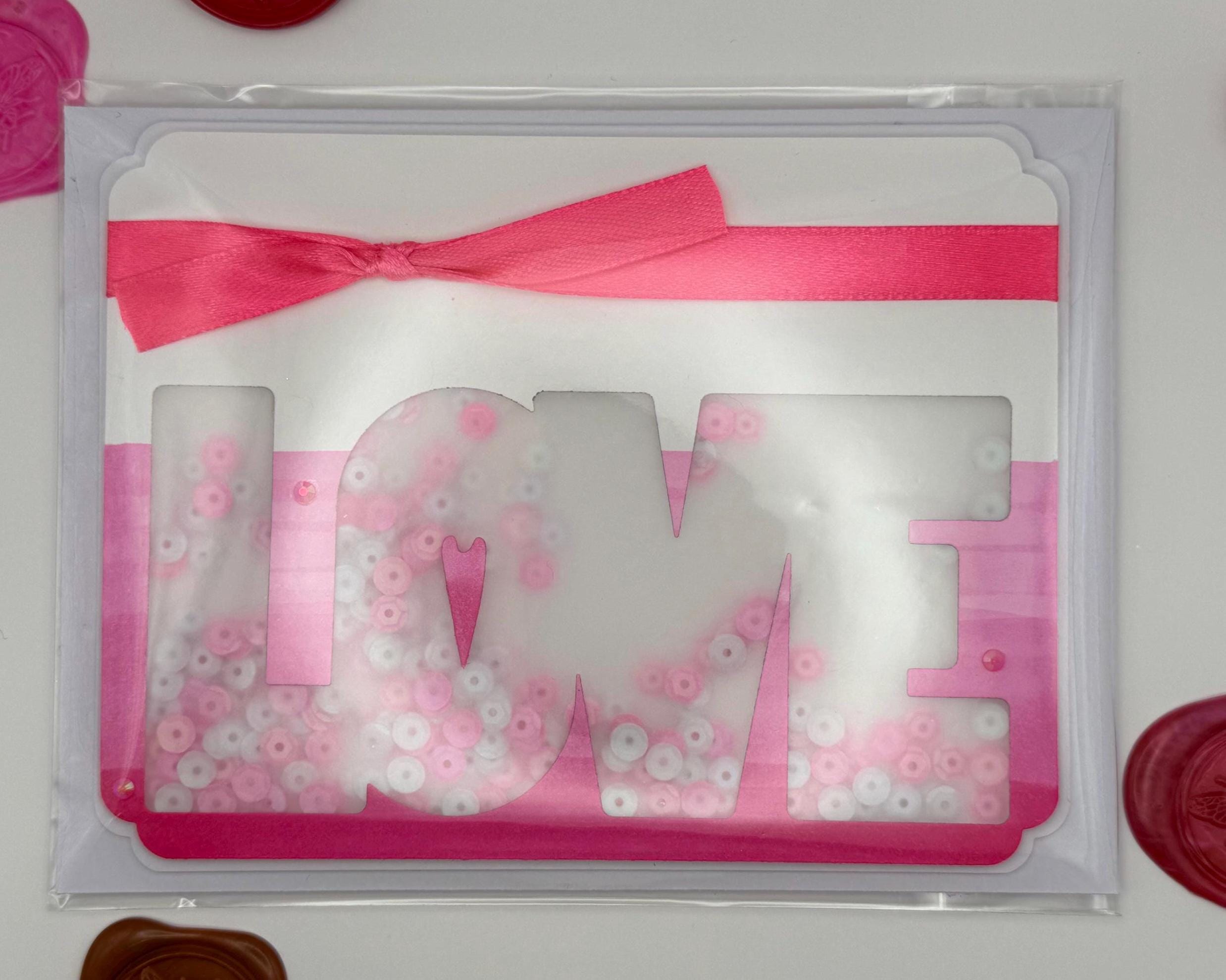 Pink Valentine's Day Card | Handmade Shaker Greeting Card
