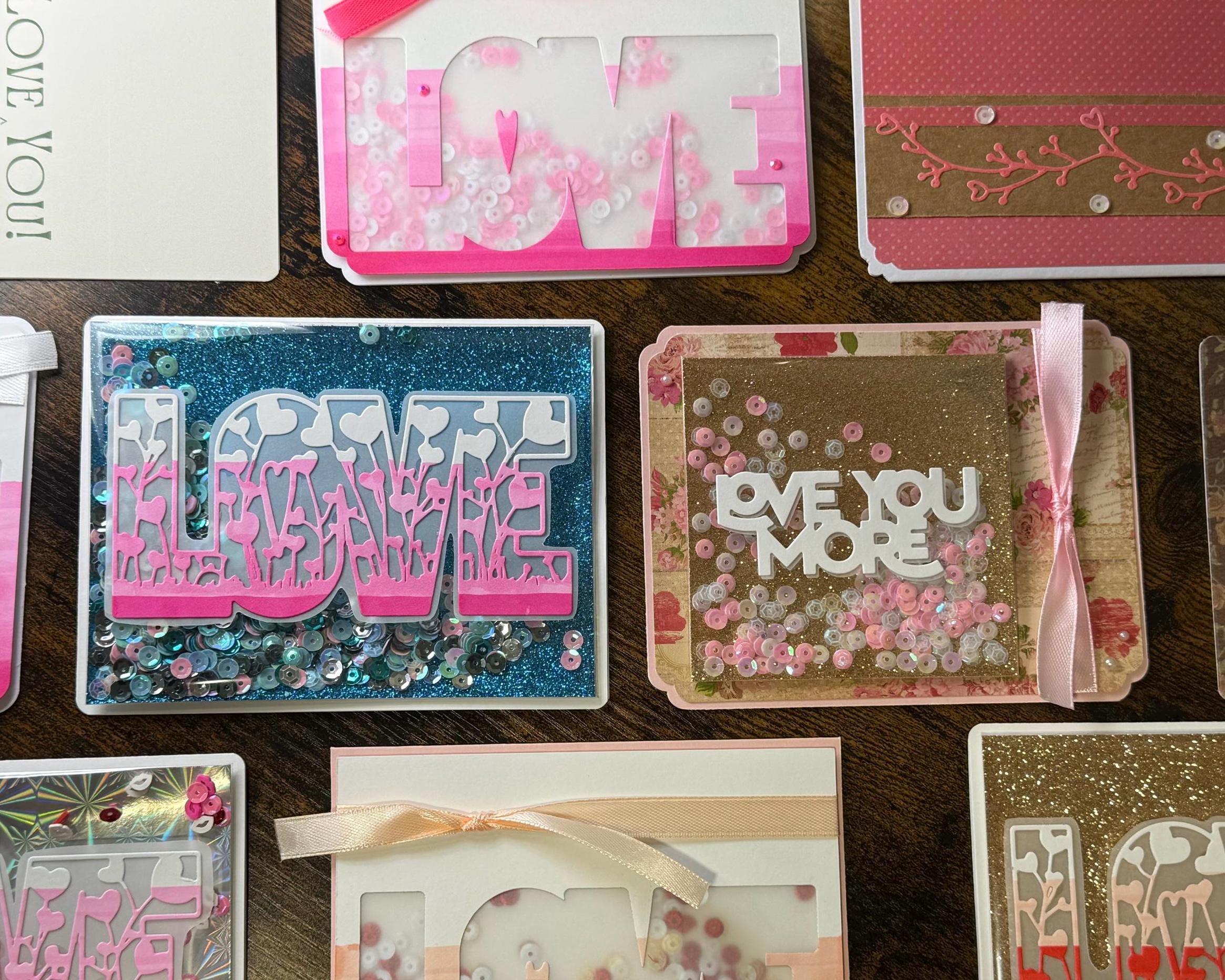 Pink Valentine's Day Card | Handmade Shaker Greeting Card