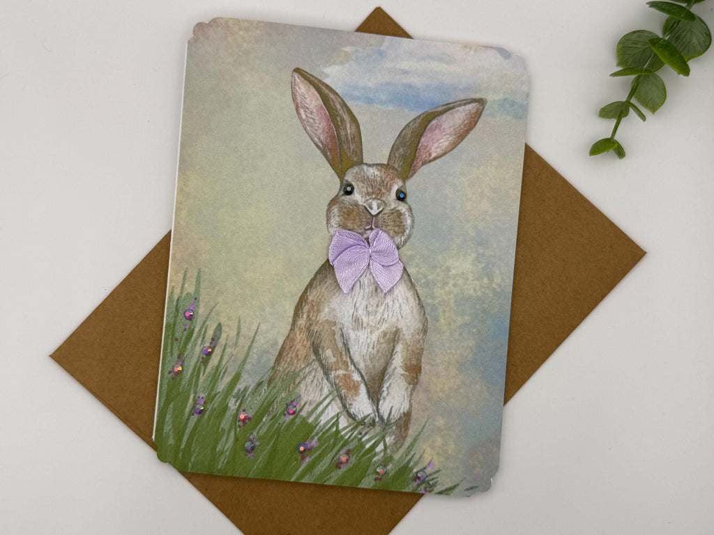 Embellished Bunny Spring Greeting Card