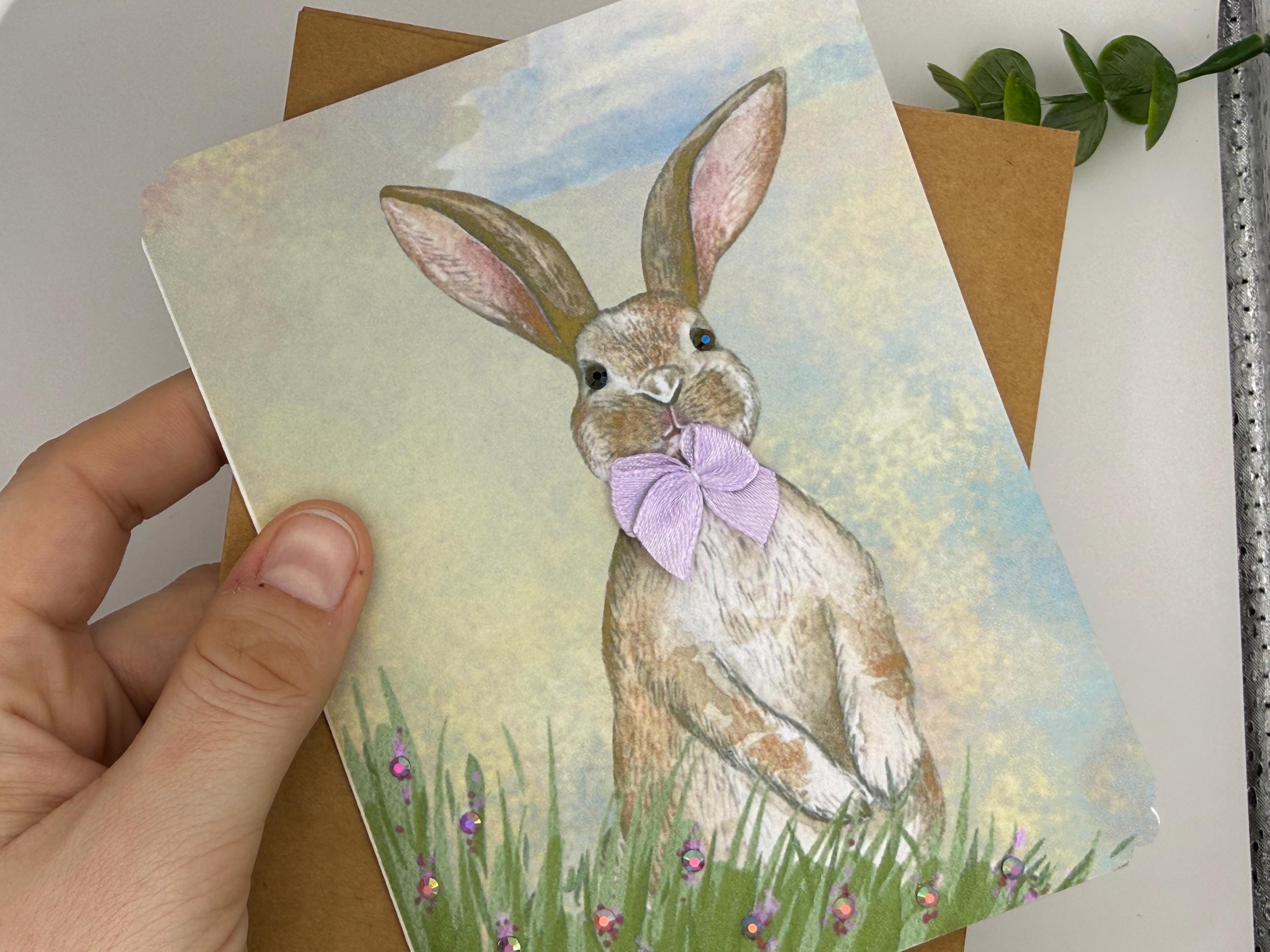 Embellished Bunny Spring Greeting Card