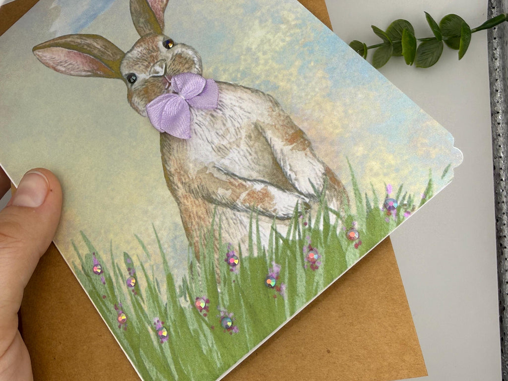 Embellished Bunny Spring Greeting Card