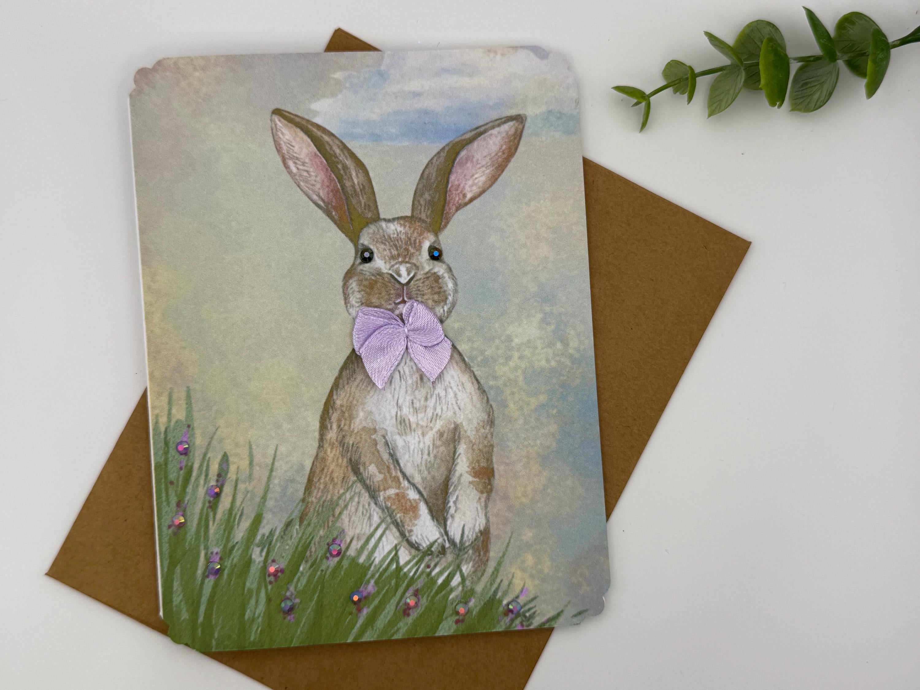 Embellished Bunny Spring Greeting Card