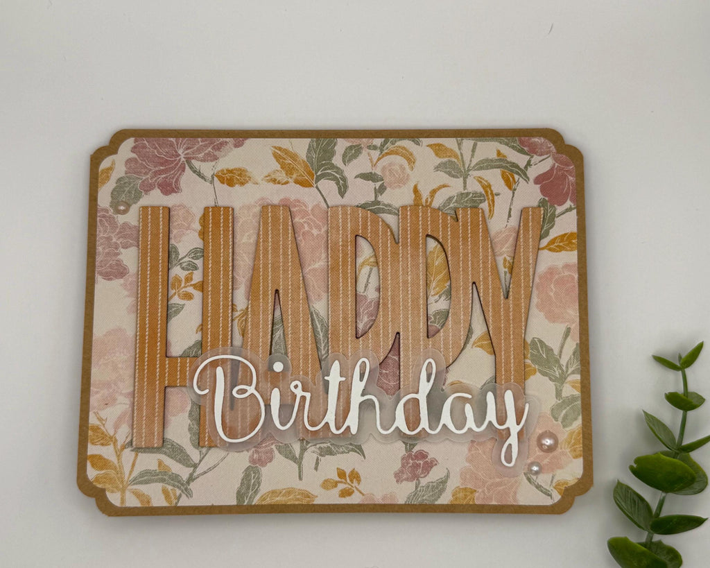 Handmade Floral Birthday Card for Mom – Elegant Neutral Design with Pearls