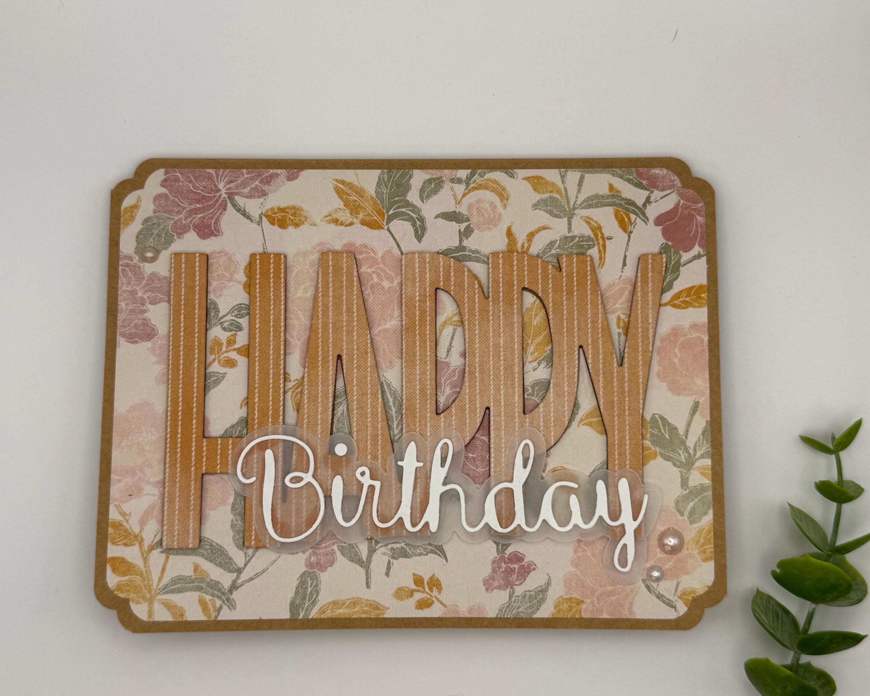 Handmade Floral Birthday Card for Mom – Elegant Neutral Design with Pearls