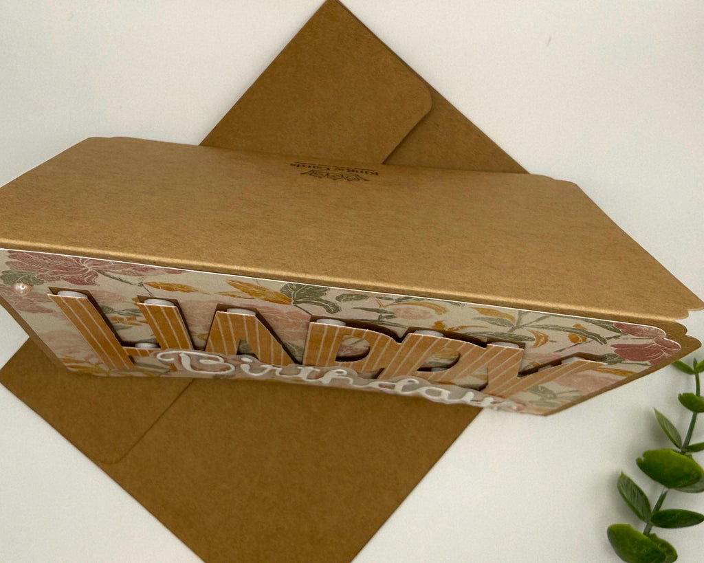 Handmade Floral Birthday Card for Mom – Elegant Neutral Design with Pearls