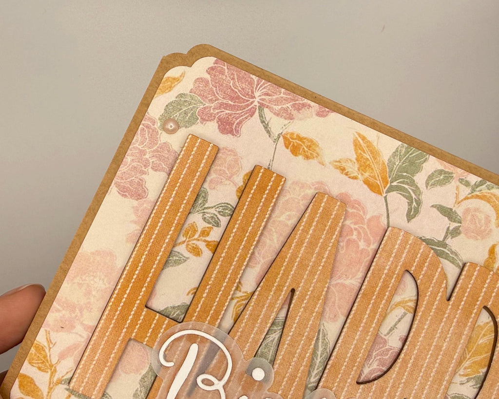 Handmade Floral Birthday Card for Mom – Elegant Neutral Design with Pearls