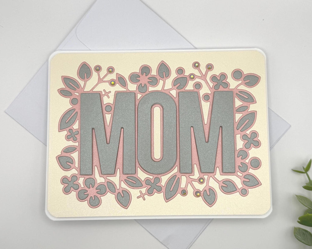 Handmade Mom Greeting Card | Floral Beige Die Cut Mother's Day Card
