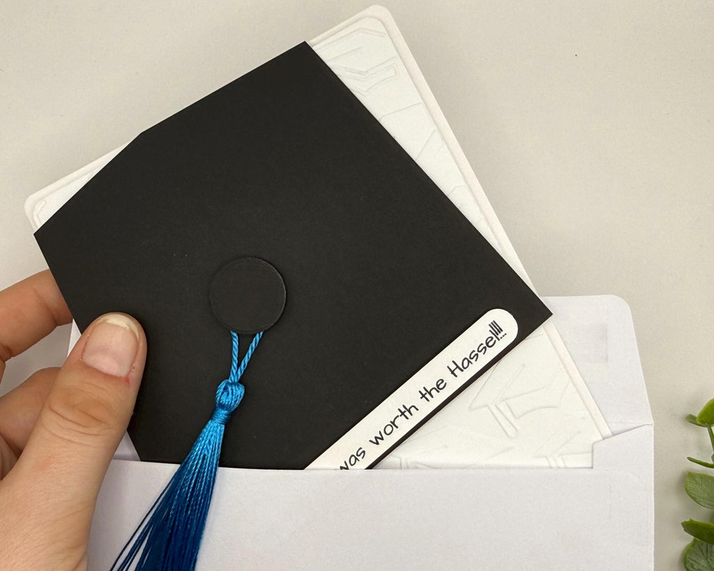 School Color Graduation Tassel Custom Handmade Card | The Tassel was worth the Hassel!!!