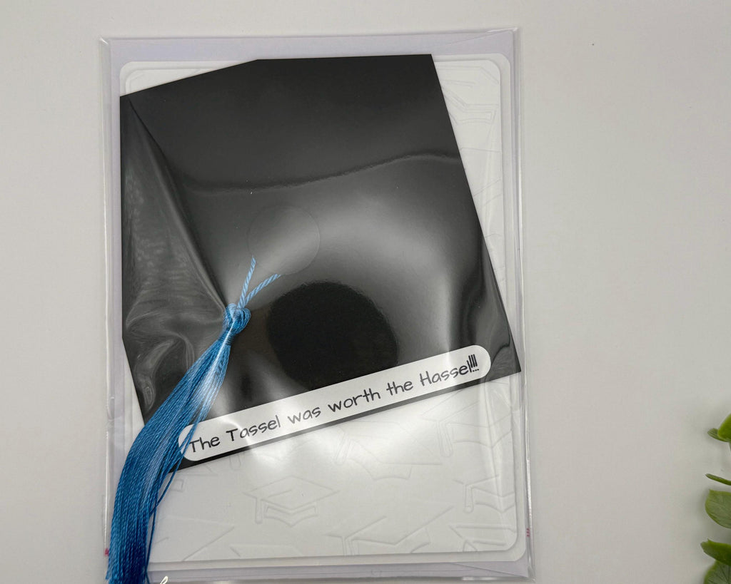 School Color Graduation Tassel Custom Handmade Card | The Tassel was worth the Hassel!!!