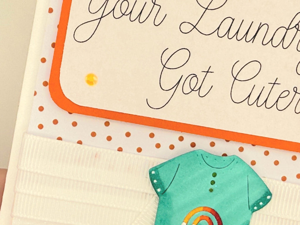 Baby Shower Greeting Card - Handmade - "Your Laundry Just Got Cuter!"