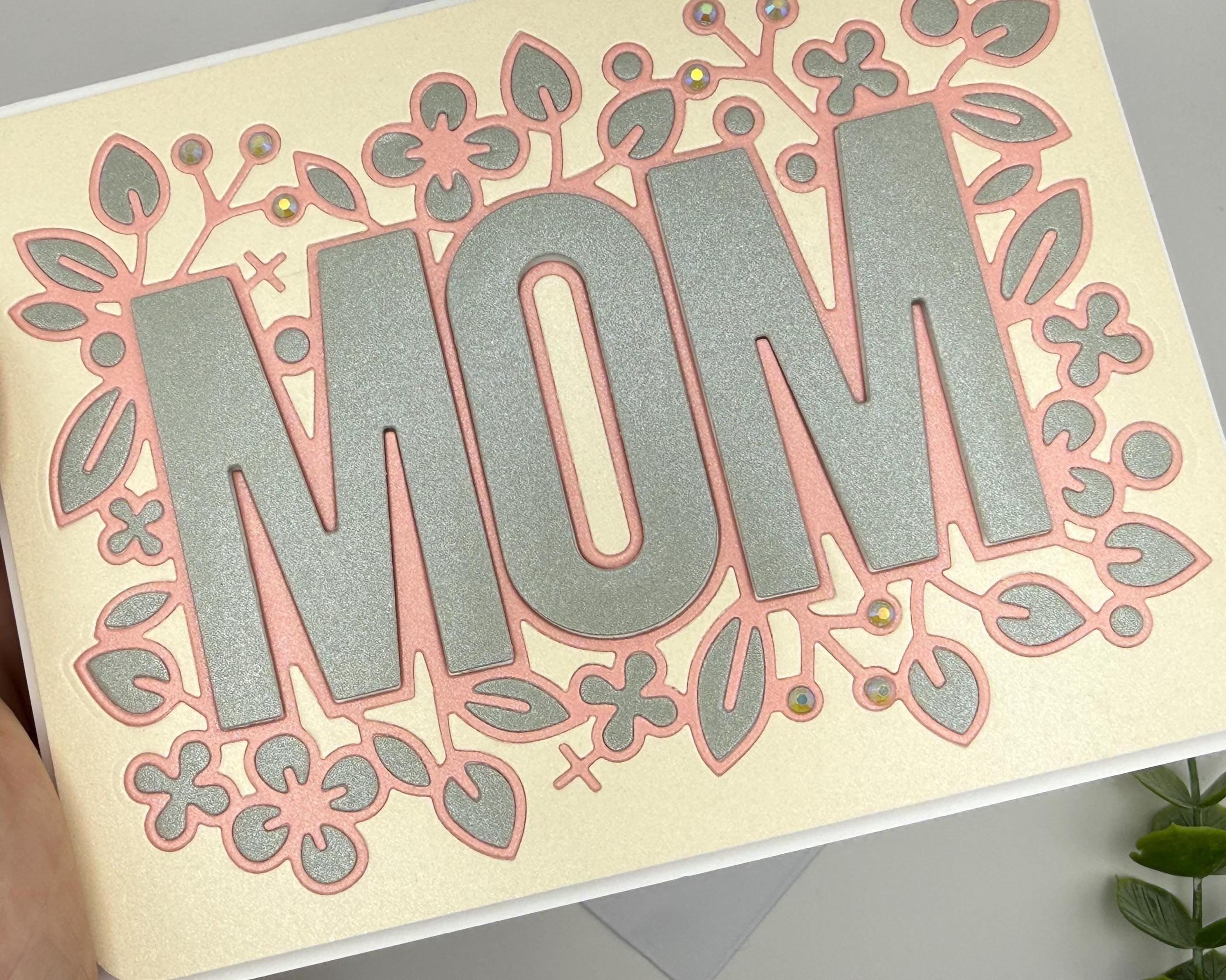 Handmade Mom Greeting Card | Floral Beige Die Cut Mother's Day Card