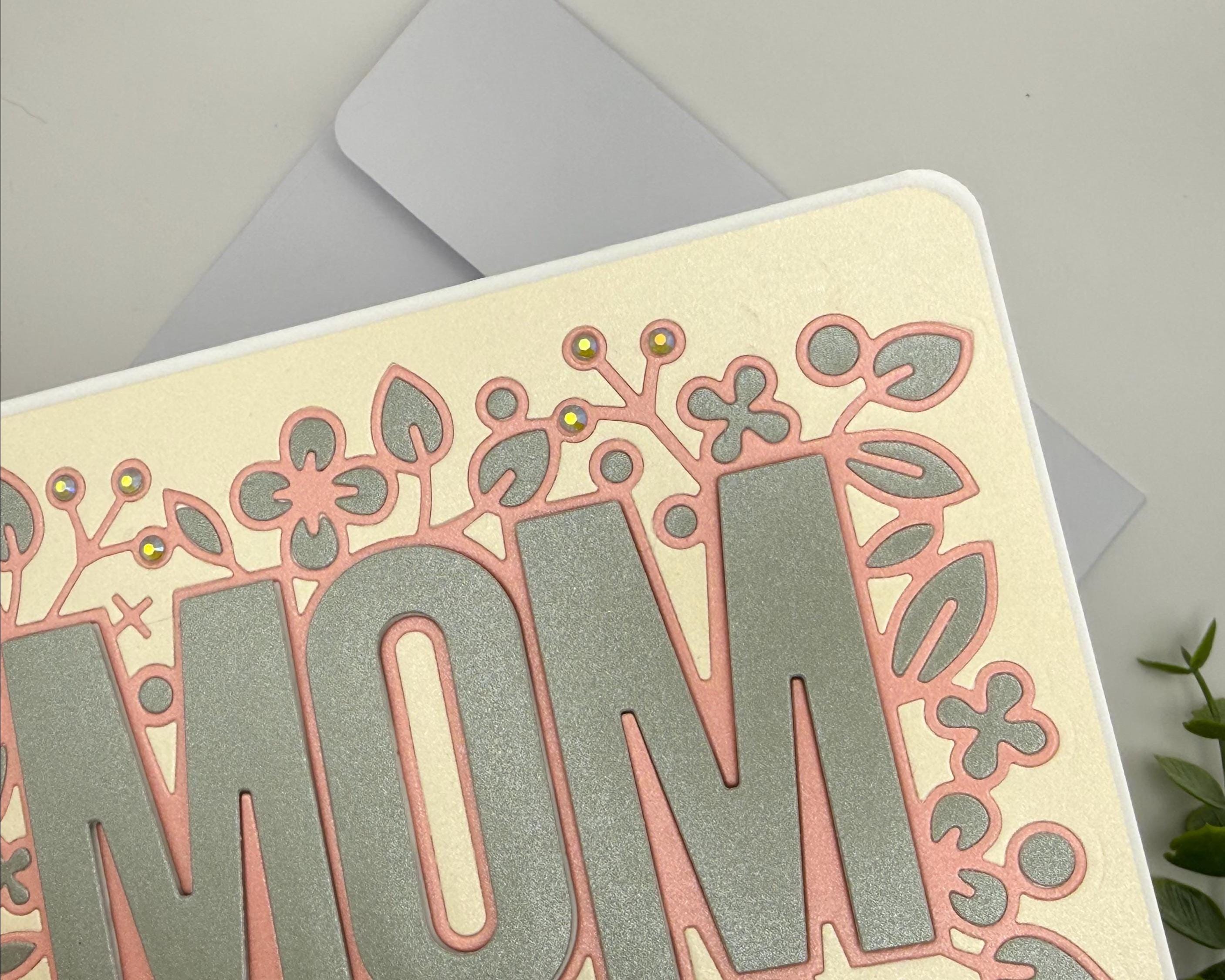Handmade Mom Greeting Card | Floral Beige Die Cut Mother's Day Card