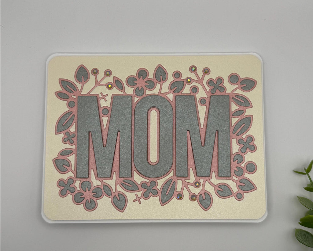 Handmade Mom Greeting Card | Floral Beige Die Cut Mother's Day Card