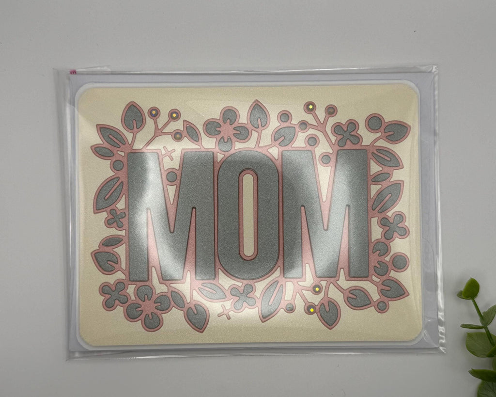 Handmade Mom Greeting Card | Floral Beige Die Cut Mother's Day Card