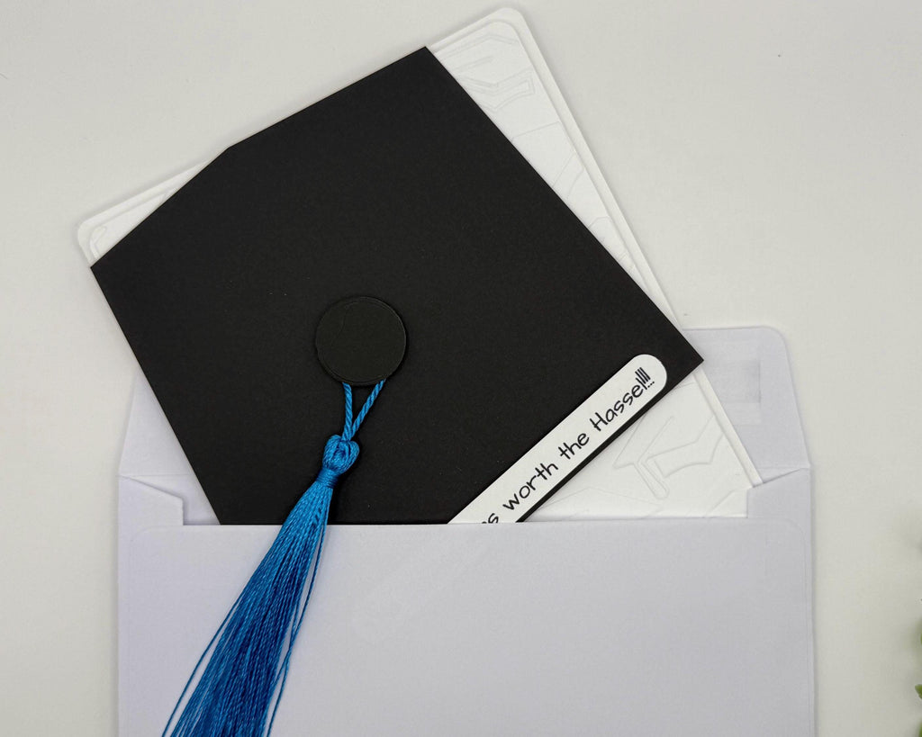 School Color Graduation Tassel Custom Handmade Card | The Tassel was worth the Hassel!!!